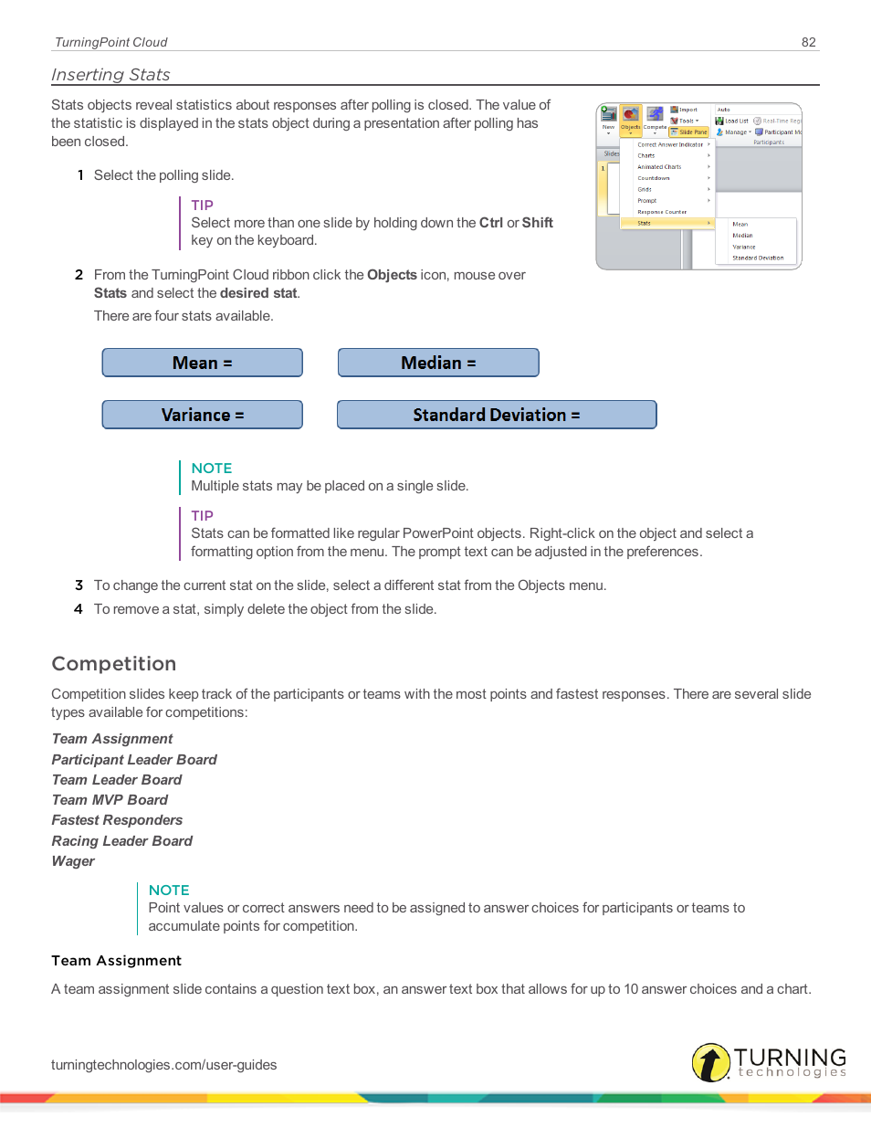 Inserting stats, Competition | Turning Technologies TurningPoint Cloud User Manual | Page 82 / 161