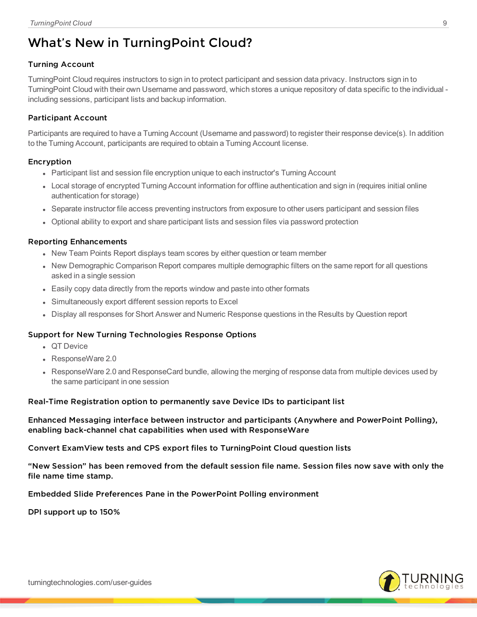 What’s new in turningpoint cloud | Turning Technologies TurningPoint Cloud User Manual | Page 9 / 161