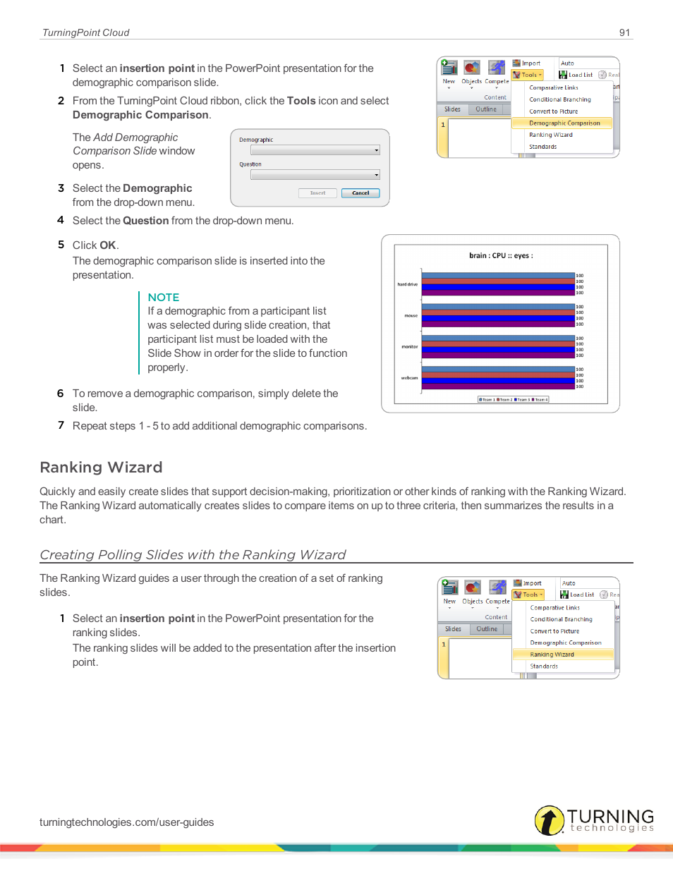 Ranking wizard, Creating polling slides with the ranking wizard | Turning Technologies TurningPoint Cloud User Manual | Page 91 / 161