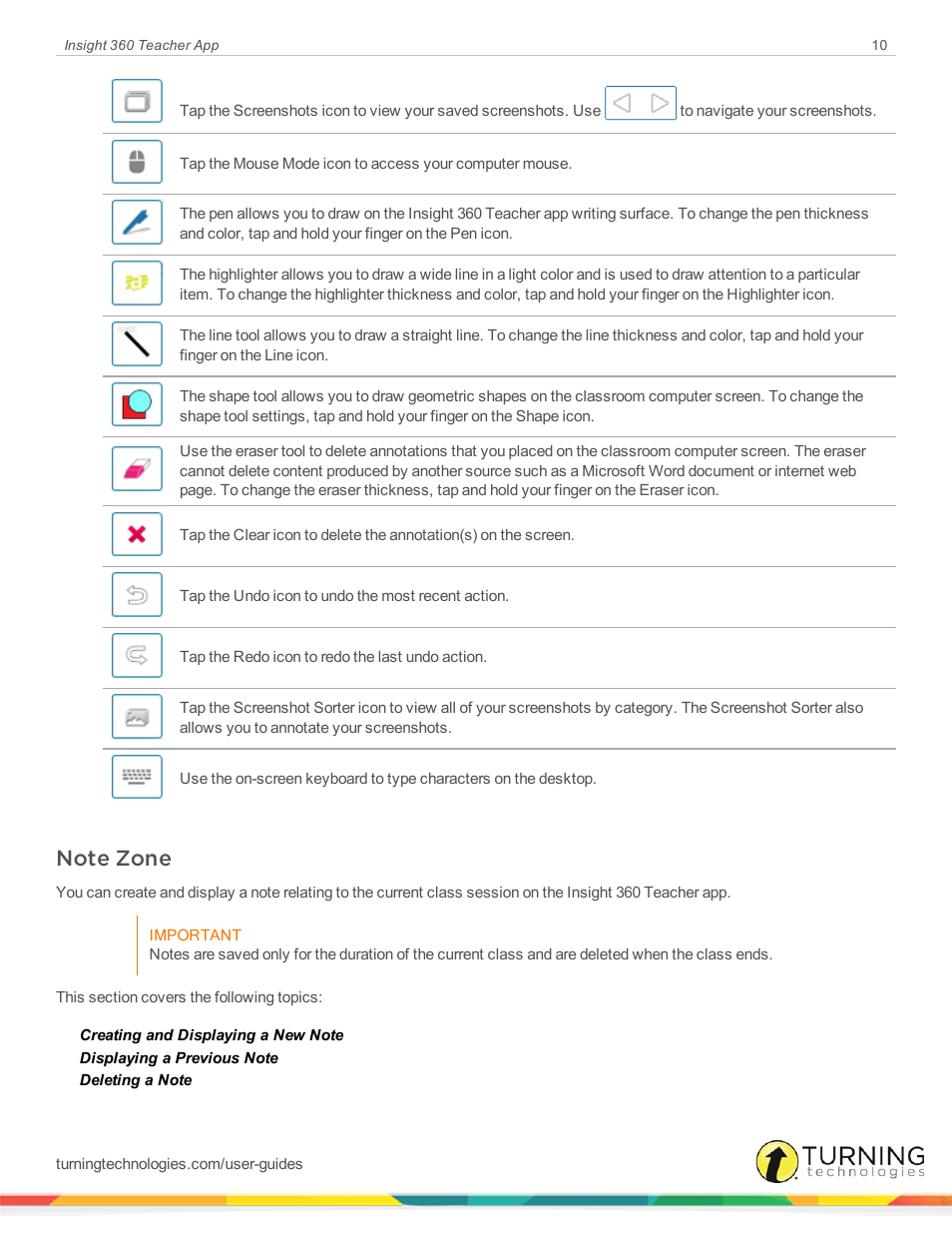 Note zone | Turning Technologies Insight 360 Cloud User Manual | Page 10 / 26