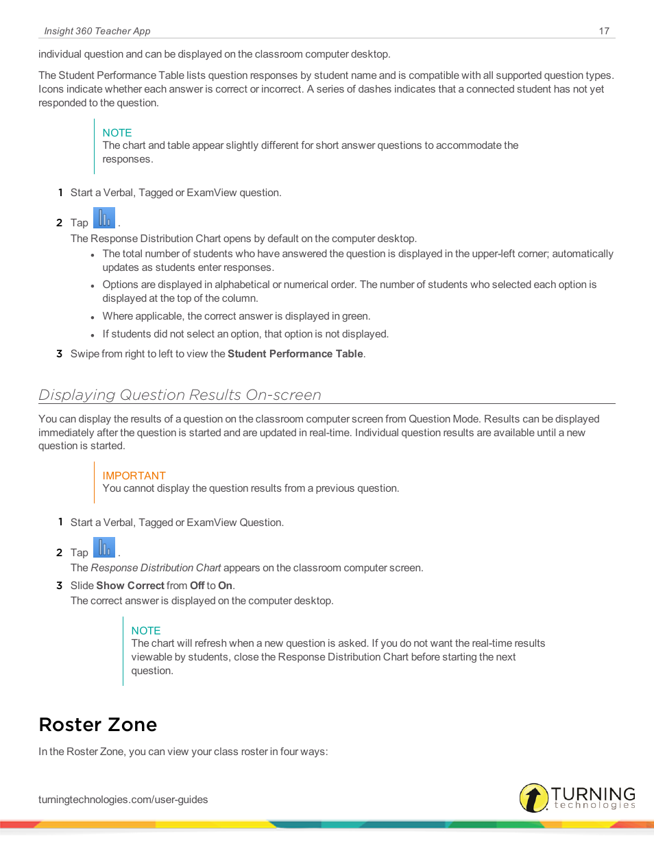 Displaying question results on-screen, Roster zone | Turning Technologies Insight 360 Cloud User Manual | Page 17 / 26