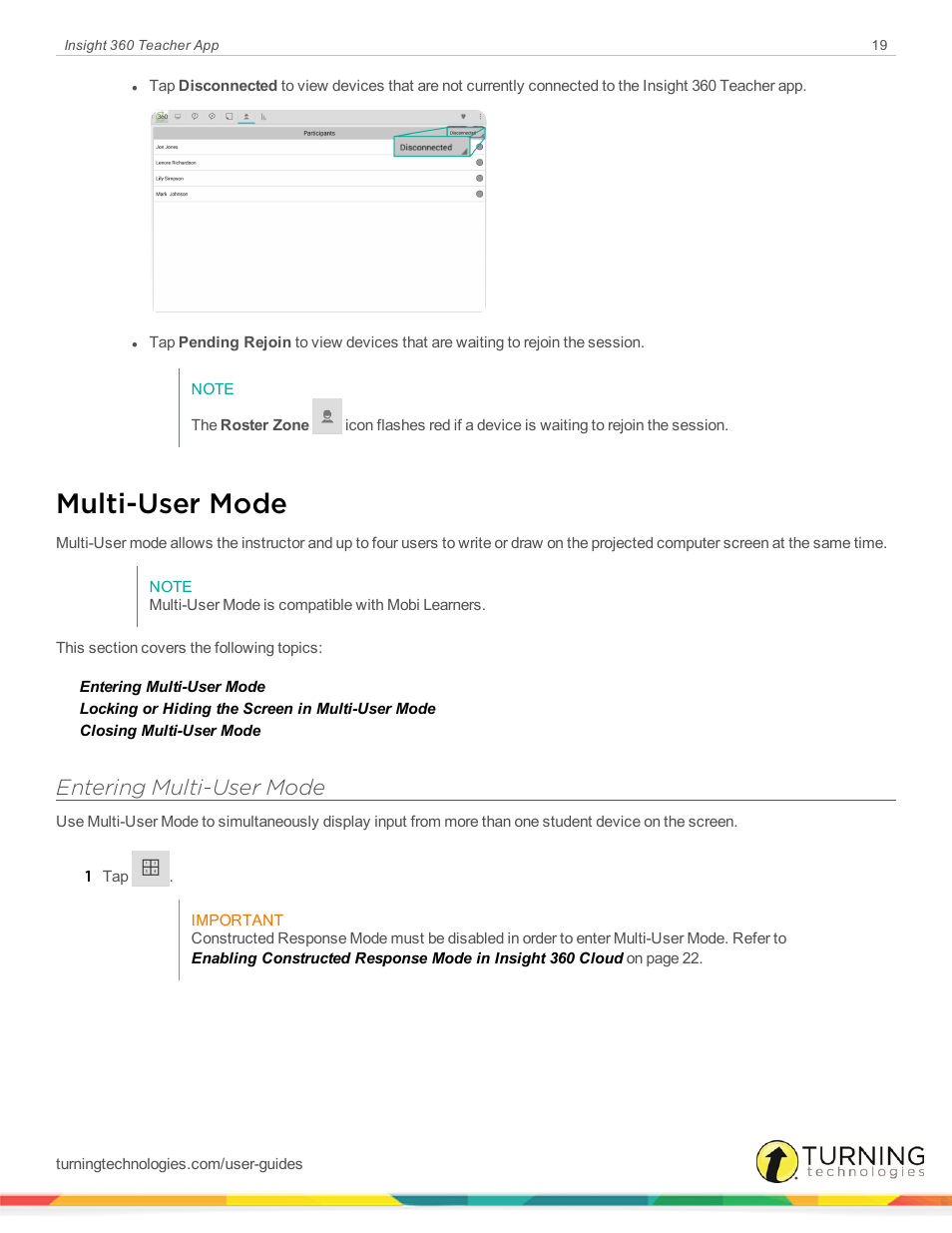 Multi-user mode, Entering multi-user mode | Turning Technologies Insight 360 Cloud User Manual | Page 19 / 26