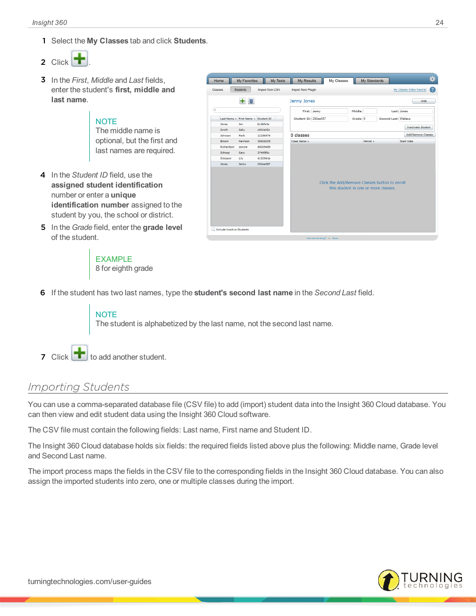 Importing students | Turning Technologies Insight 360 Cloud User Manual | Page 24 / 88