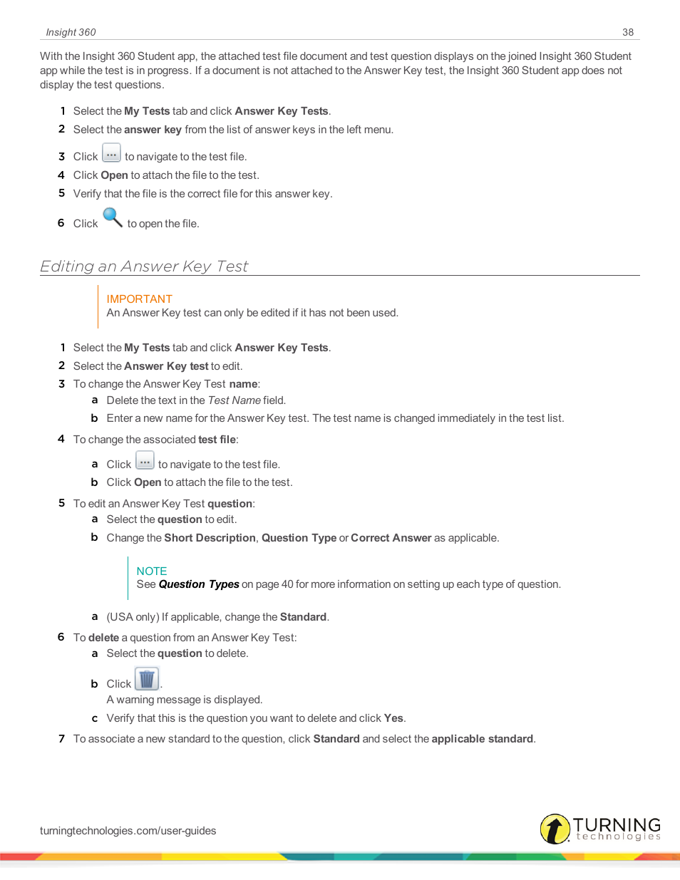 Editing an answer key test | Turning Technologies Insight 360 Cloud User Manual | Page 38 / 88