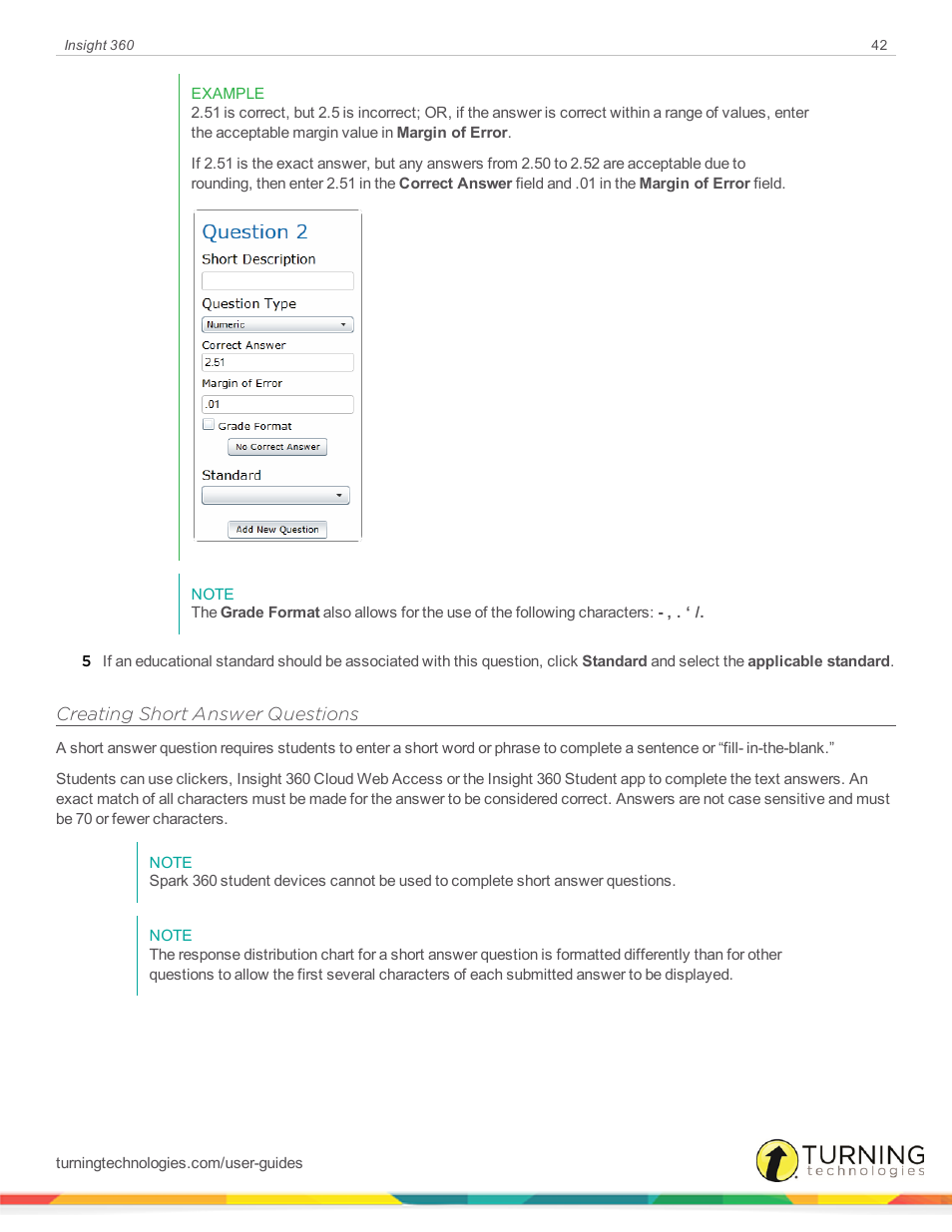 Creating short answer questions | Turning Technologies Insight 360 Cloud User Manual | Page 42 / 88