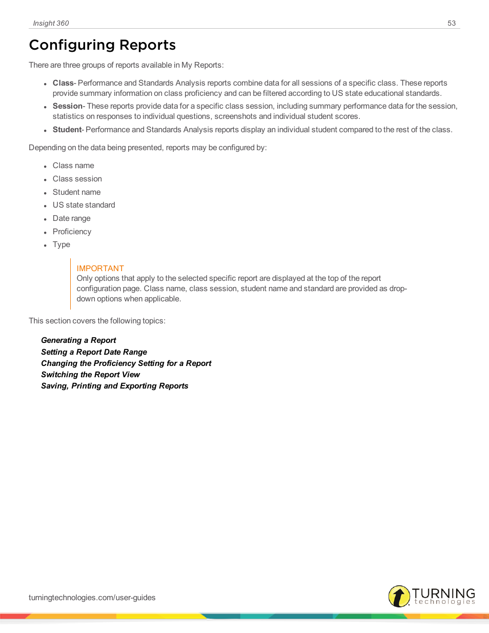 Configuring reports | Turning Technologies Insight 360 Cloud User Manual | Page 53 / 88