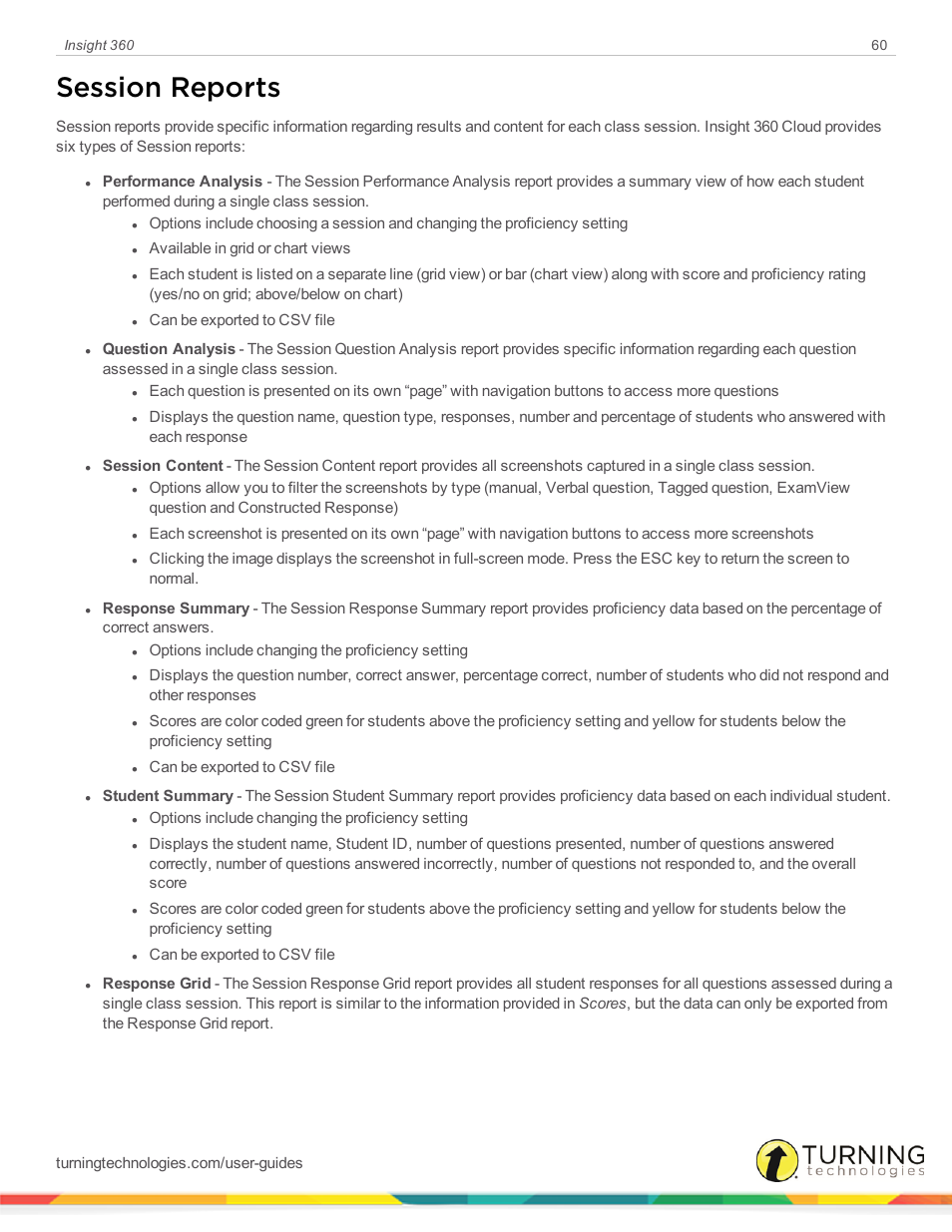 Session reports | Turning Technologies Insight 360 Cloud User Manual | Page 60 / 88