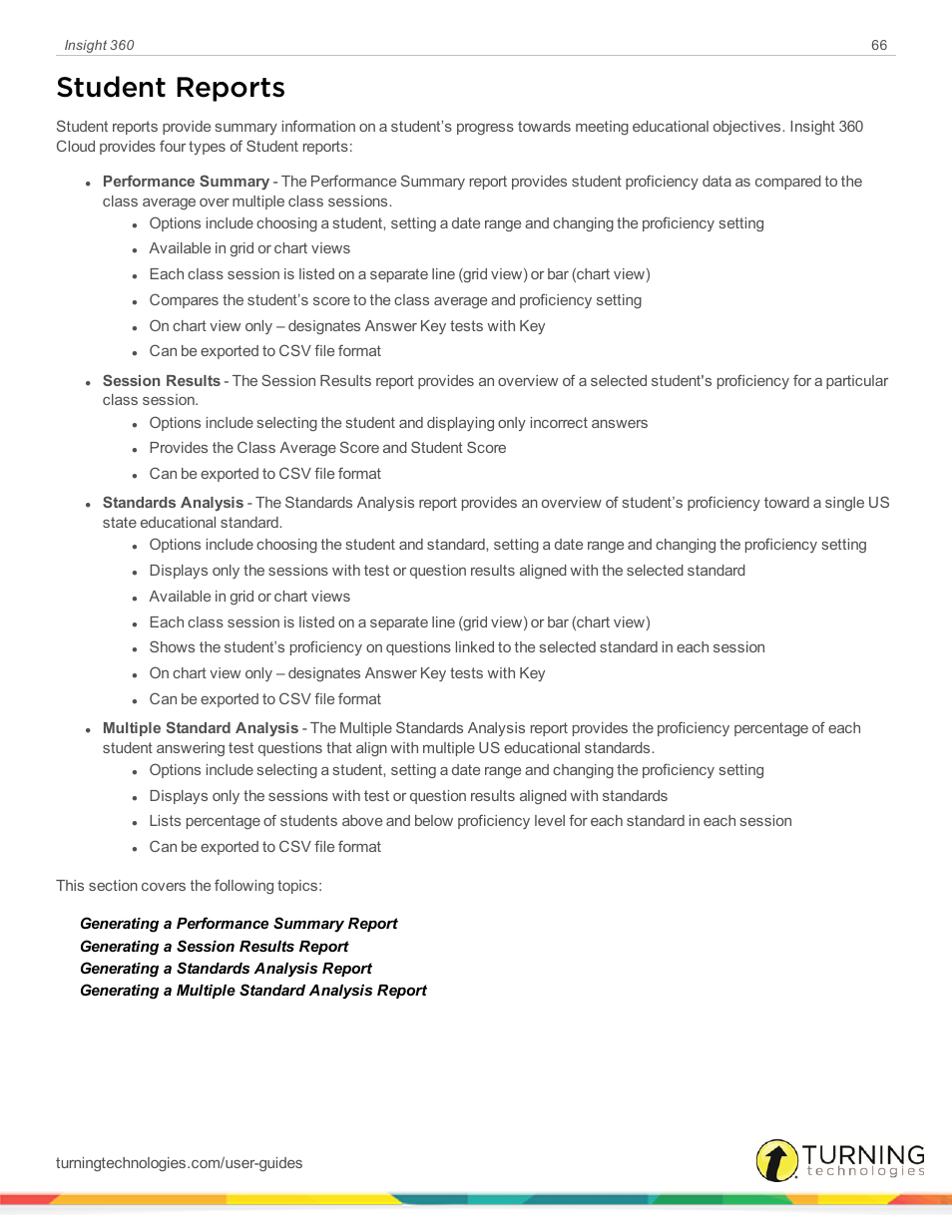 Student reports | Turning Technologies Insight 360 Cloud User Manual | Page 66 / 88