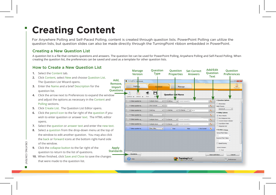 Creating content | Turning Technologies TurningPoint 5 User Manual | Page 12 / 24