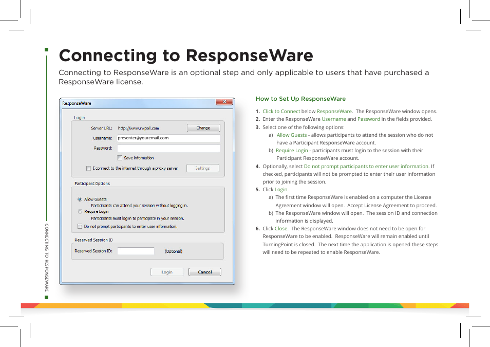 Connecting to responseware | Turning Technologies TurningPoint 5 User Manual | Page 6 / 24