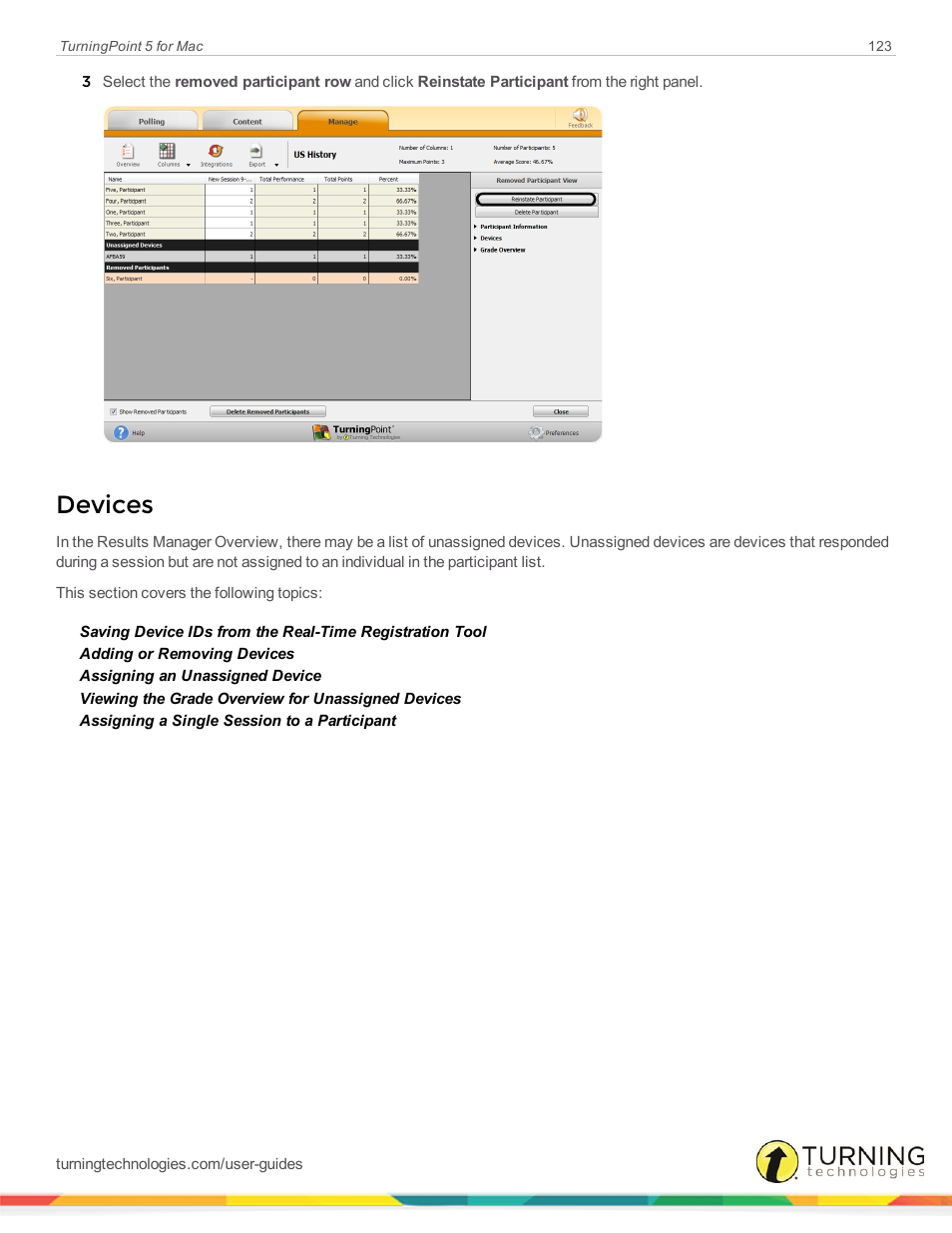 Devices | Turning Technologies TurningPoint 5 User Manual | Page 123 / 150