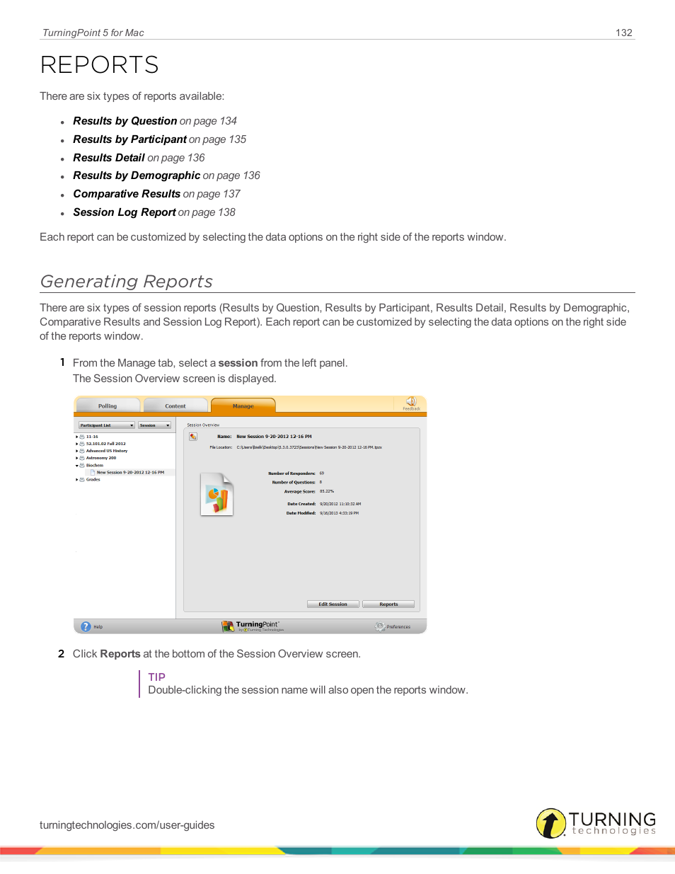 Reports, Generating reports | Turning Technologies TurningPoint 5 User Manual | Page 132 / 150