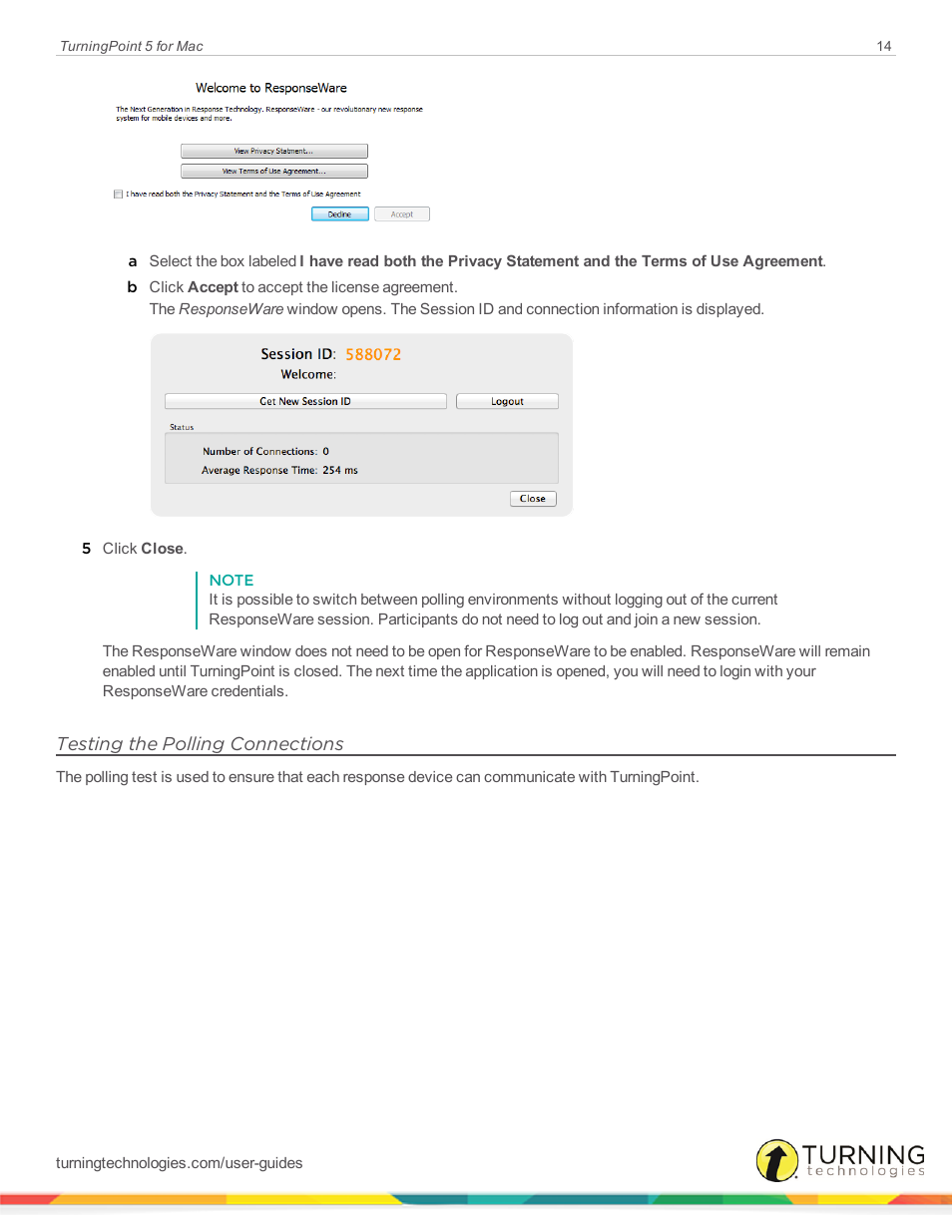 Testing the polling connections | Turning Technologies TurningPoint 5 User Manual | Page 14 / 150