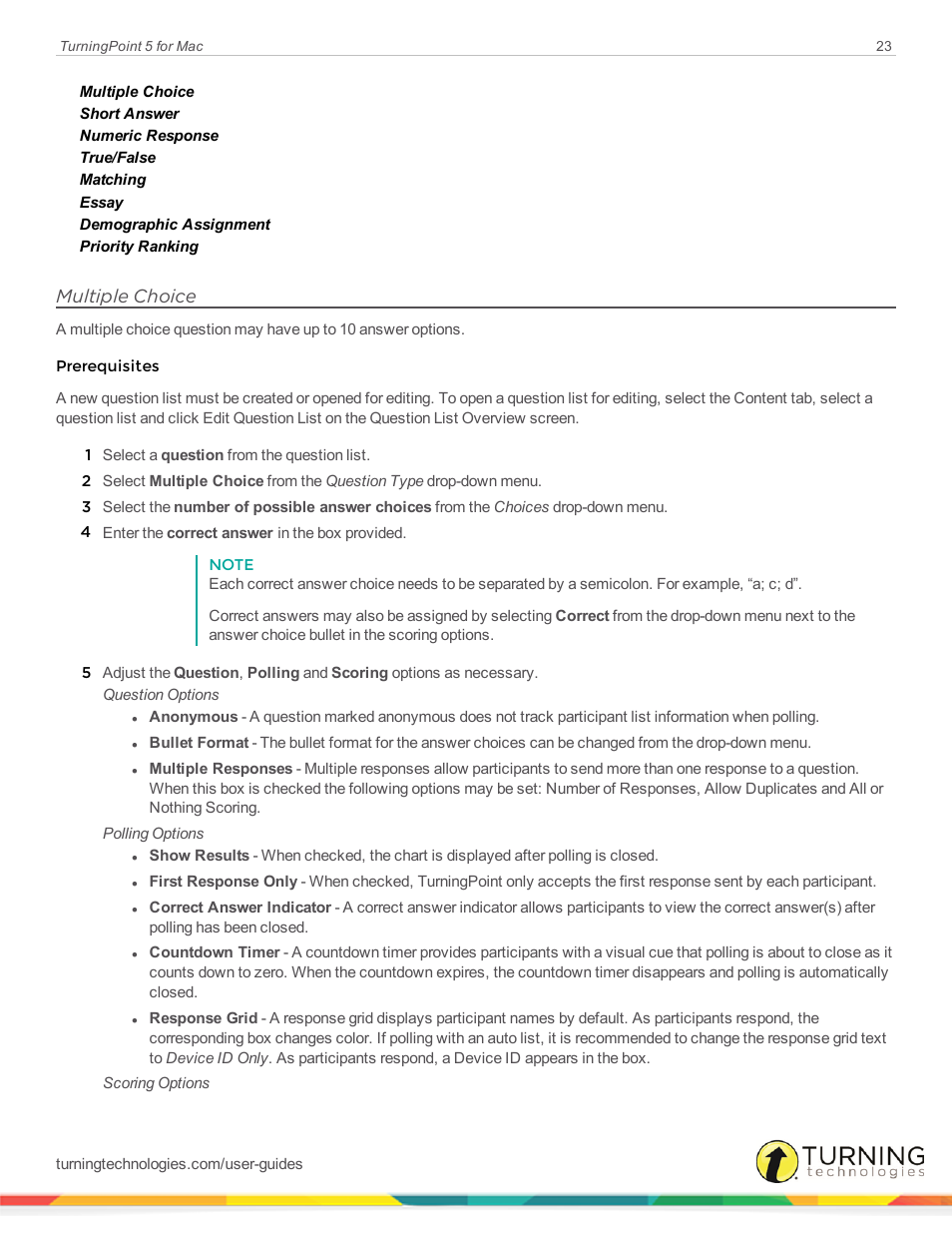 Multiple choice | Turning Technologies TurningPoint 5 User Manual | Page 23 / 150