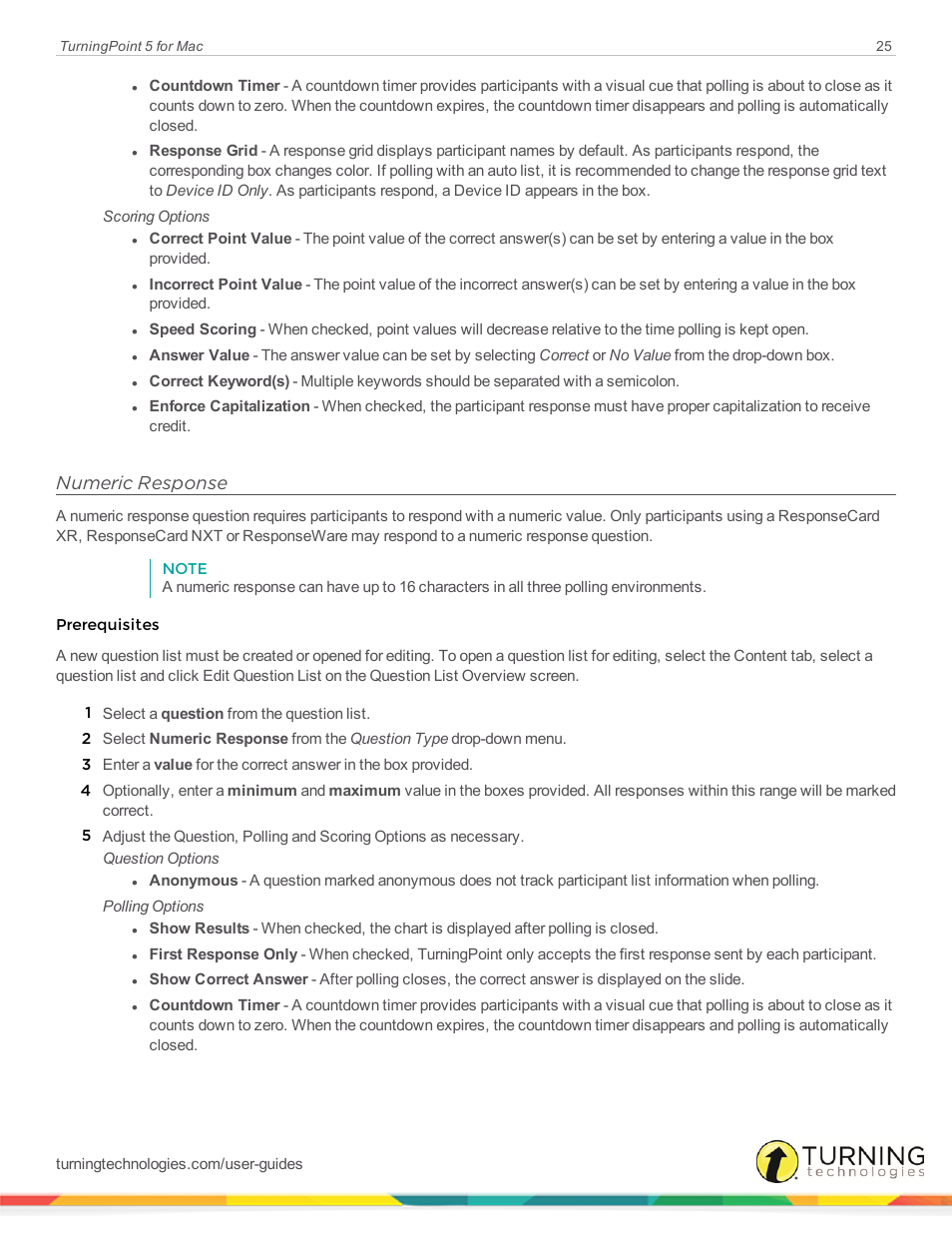 Numeric response | Turning Technologies TurningPoint 5 User Manual | Page 25 / 150