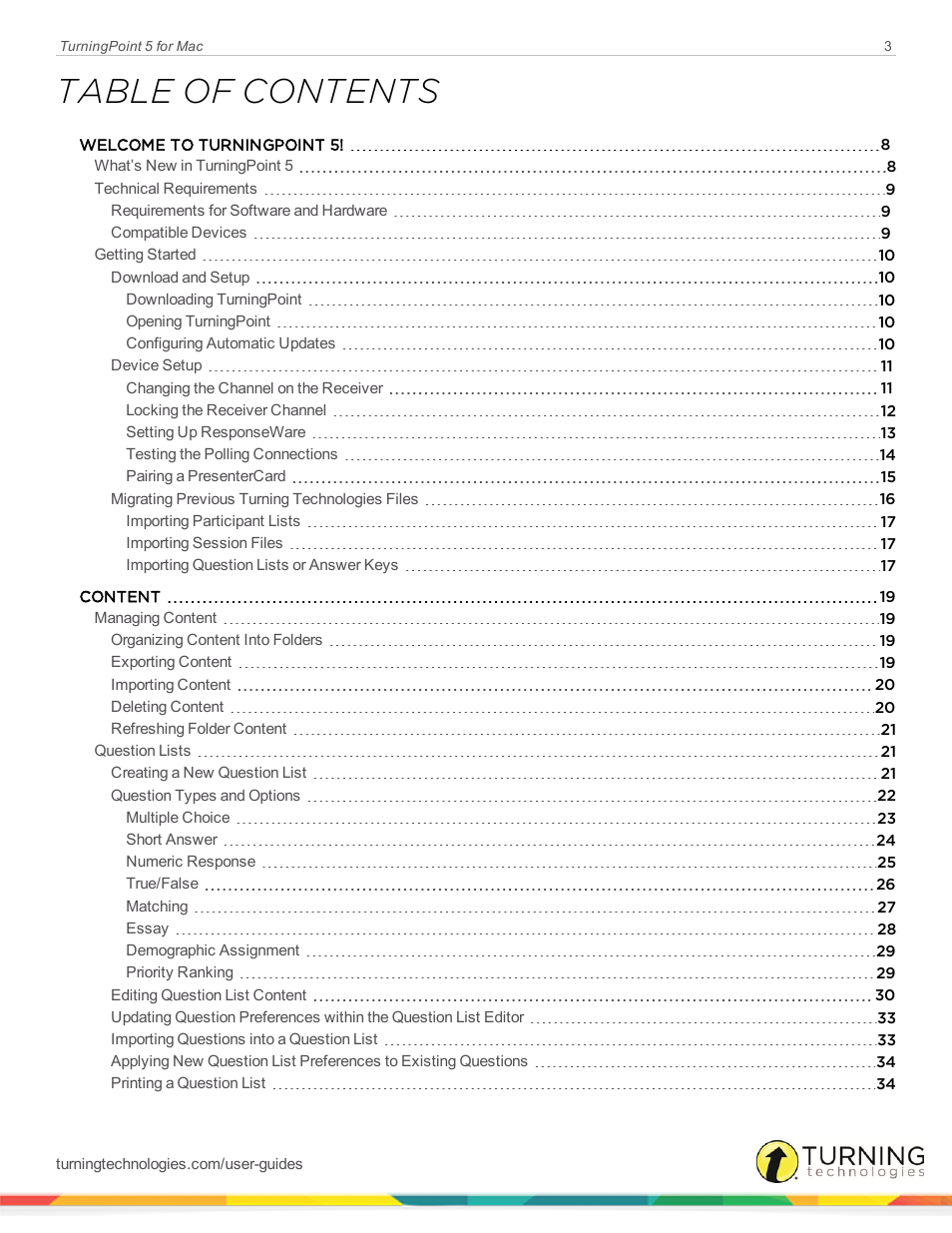 Turning Technologies TurningPoint 5 User Manual | Page 3 / 150