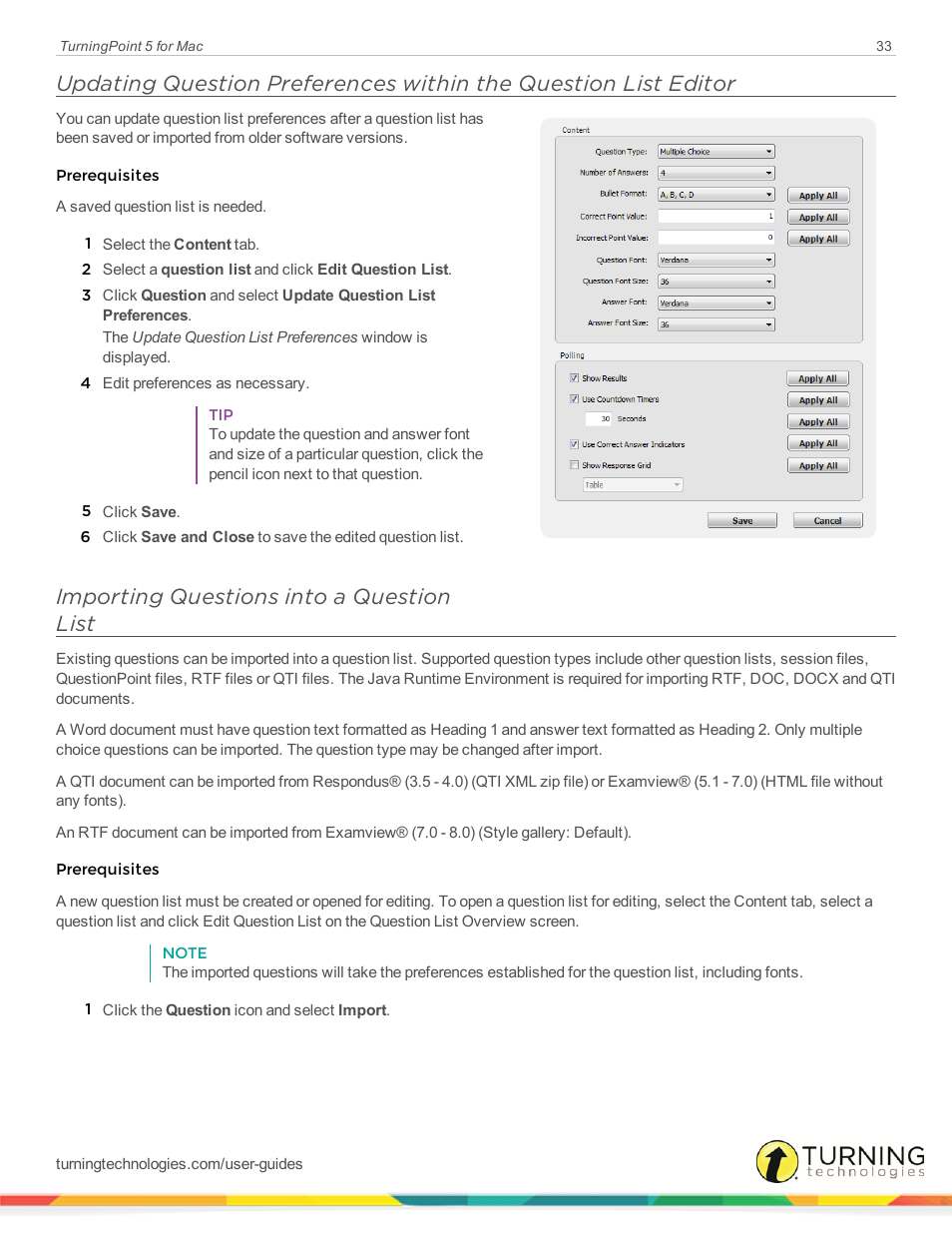 Importing questions into a question list | Turning Technologies TurningPoint 5 User Manual | Page 33 / 150