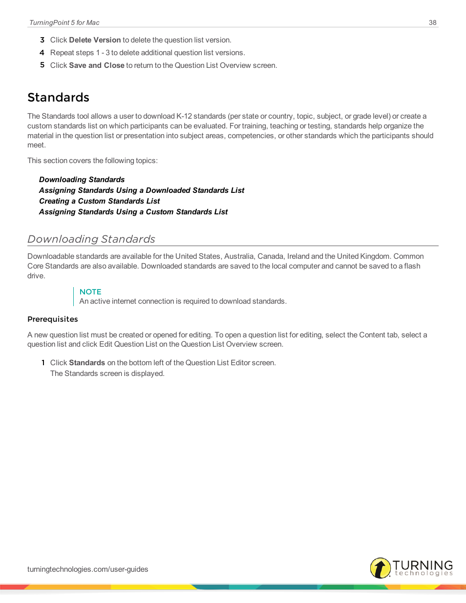 Standards, Downloading standards | Turning Technologies TurningPoint 5 User Manual | Page 38 / 150