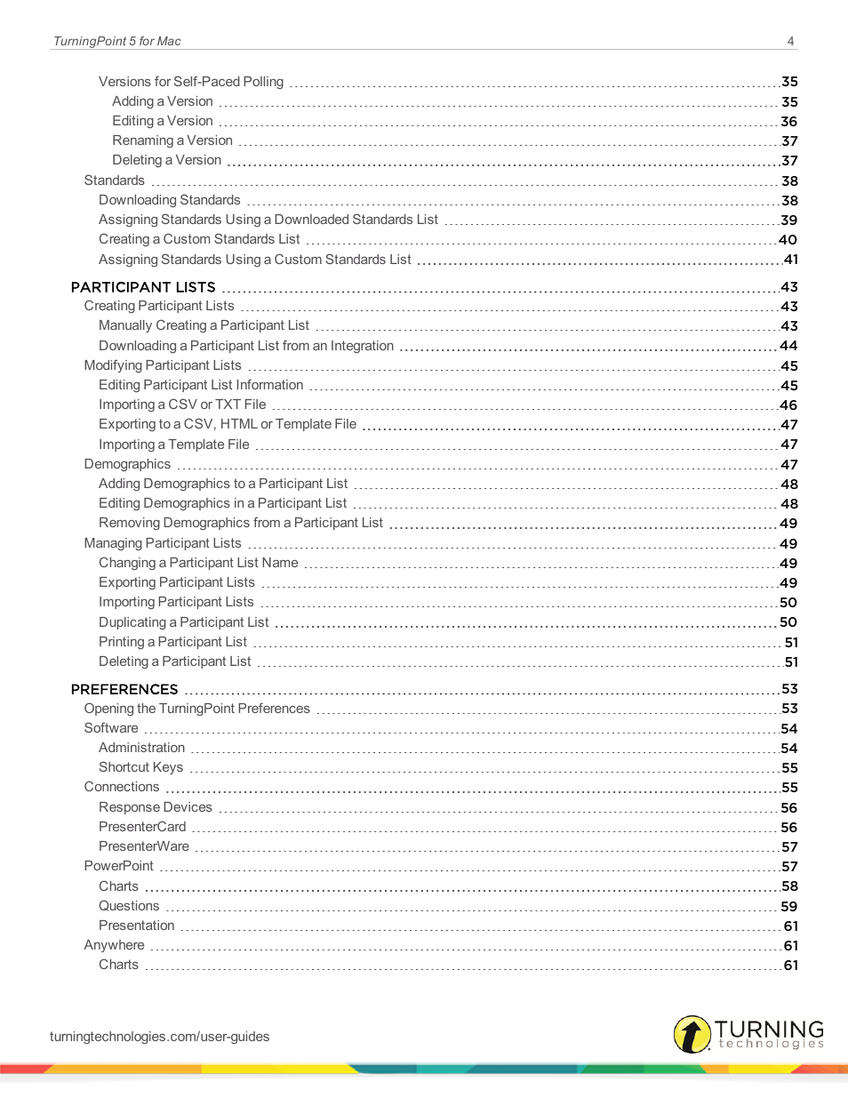 Turning Technologies TurningPoint 5 User Manual | Page 4 / 150