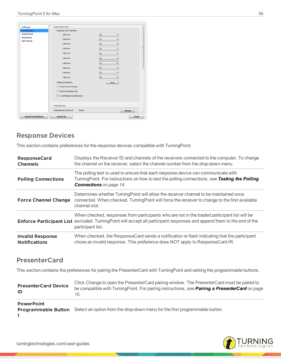 Response devices, Presentercard | Turning Technologies TurningPoint 5 User Manual | Page 56 / 150