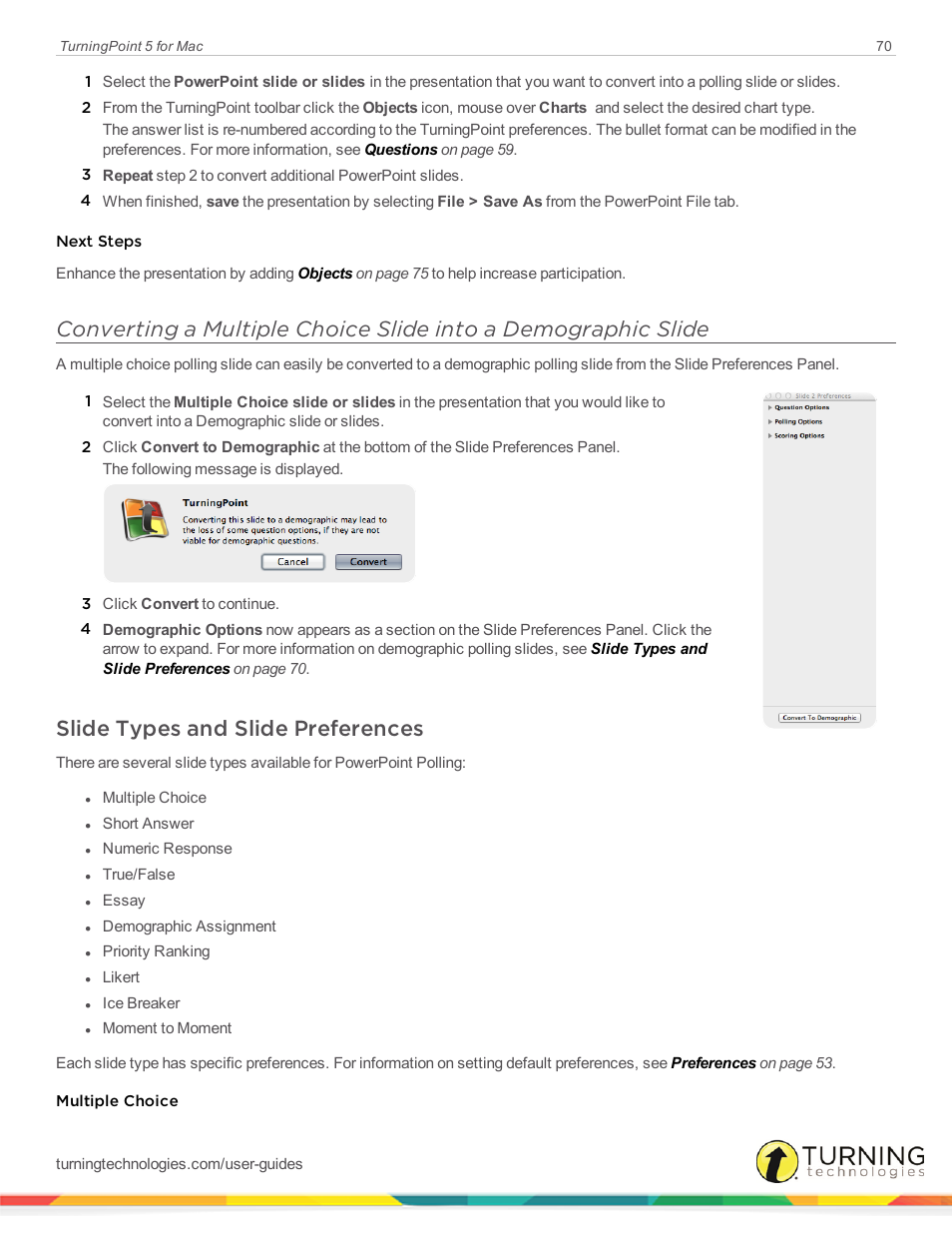 Slide types and slide preferences | Turning Technologies TurningPoint 5 User Manual | Page 70 / 150