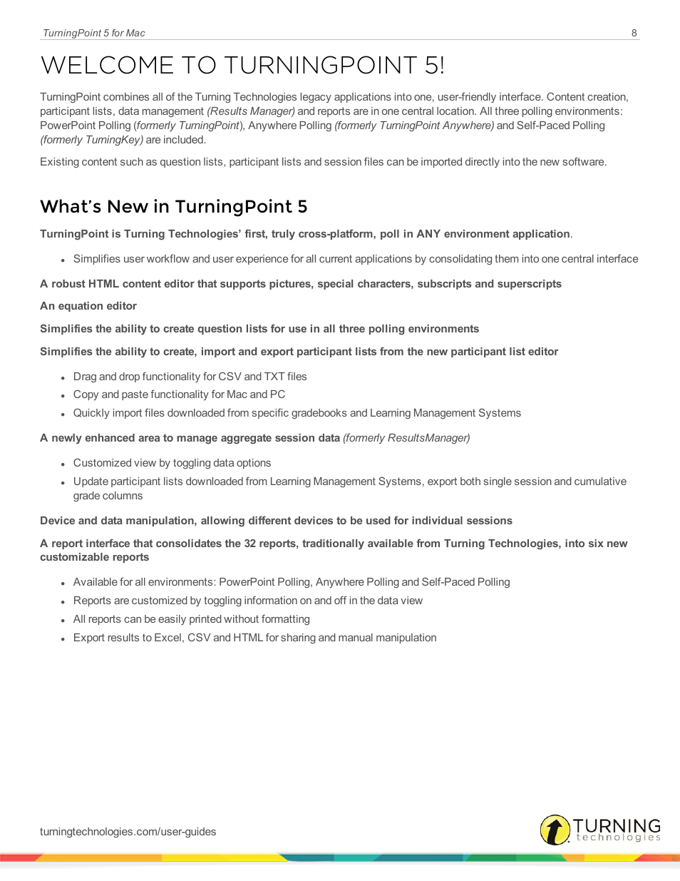 Welcome to turningpoint 5, What’s new in turningpoint 5 | Turning Technologies TurningPoint 5 User Manual | Page 8 / 150