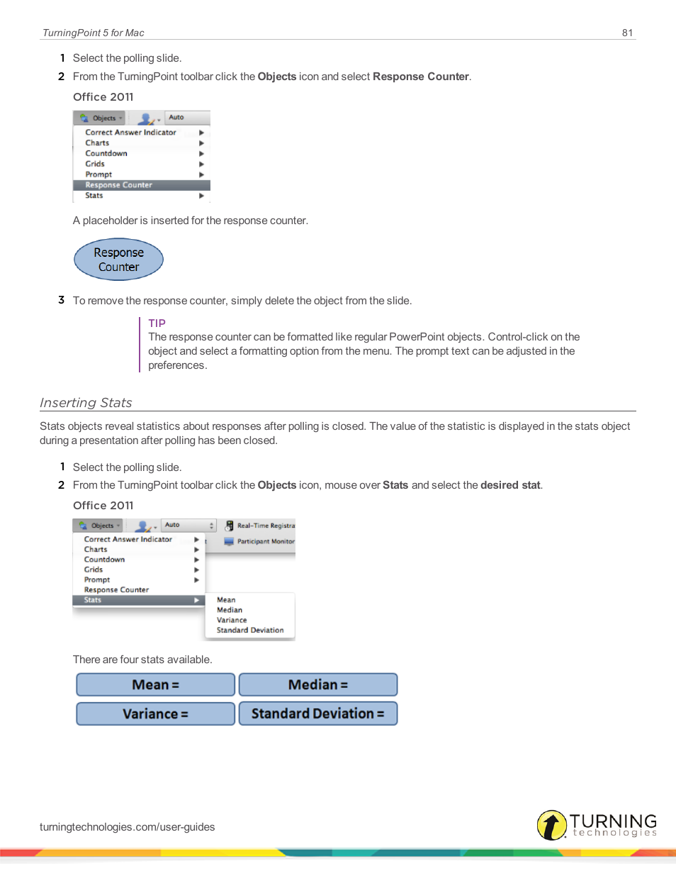 Inserting stats | Turning Technologies TurningPoint 5 User Manual | Page 81 / 150