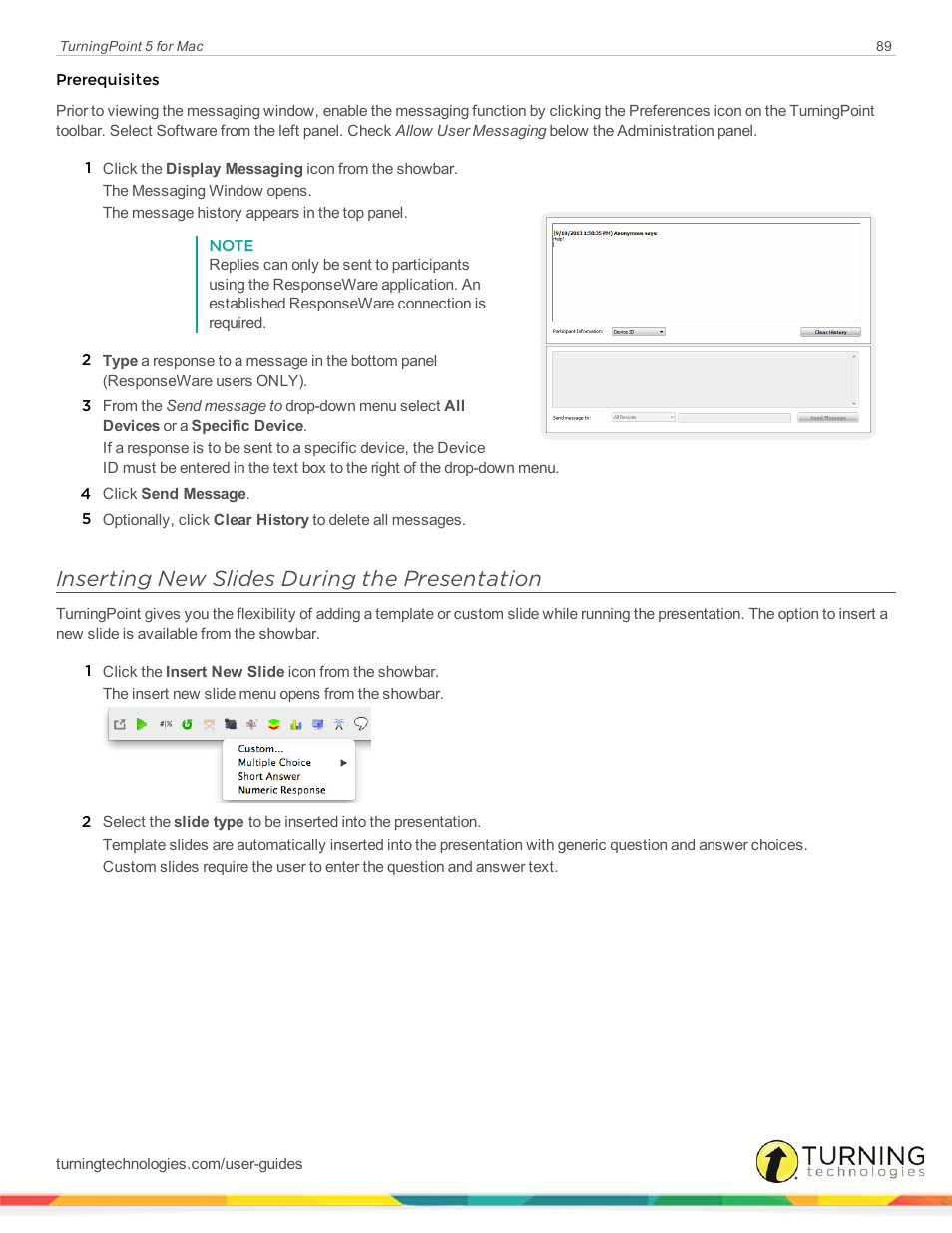 Inserting new slides during the presentation | Turning Technologies TurningPoint 5 User Manual | Page 89 / 150