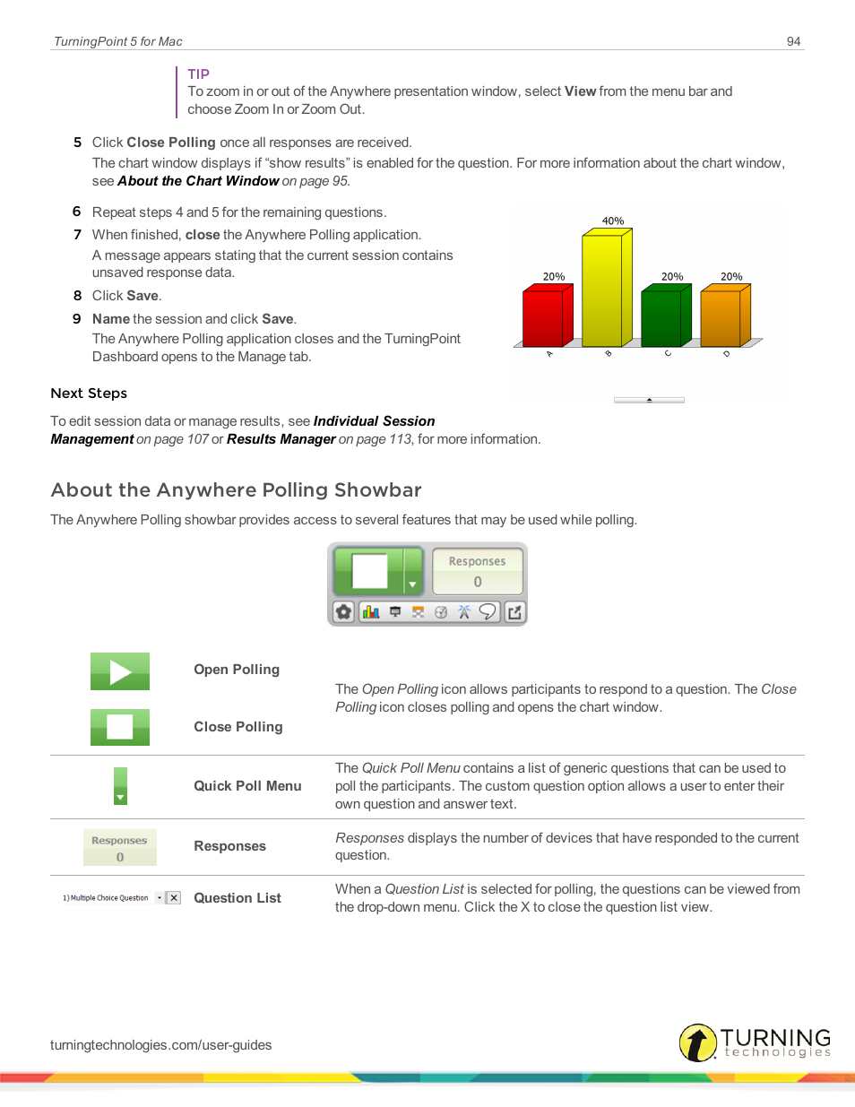 About the anywhere polling showbar | Turning Technologies TurningPoint 5 User Manual | Page 94 / 150