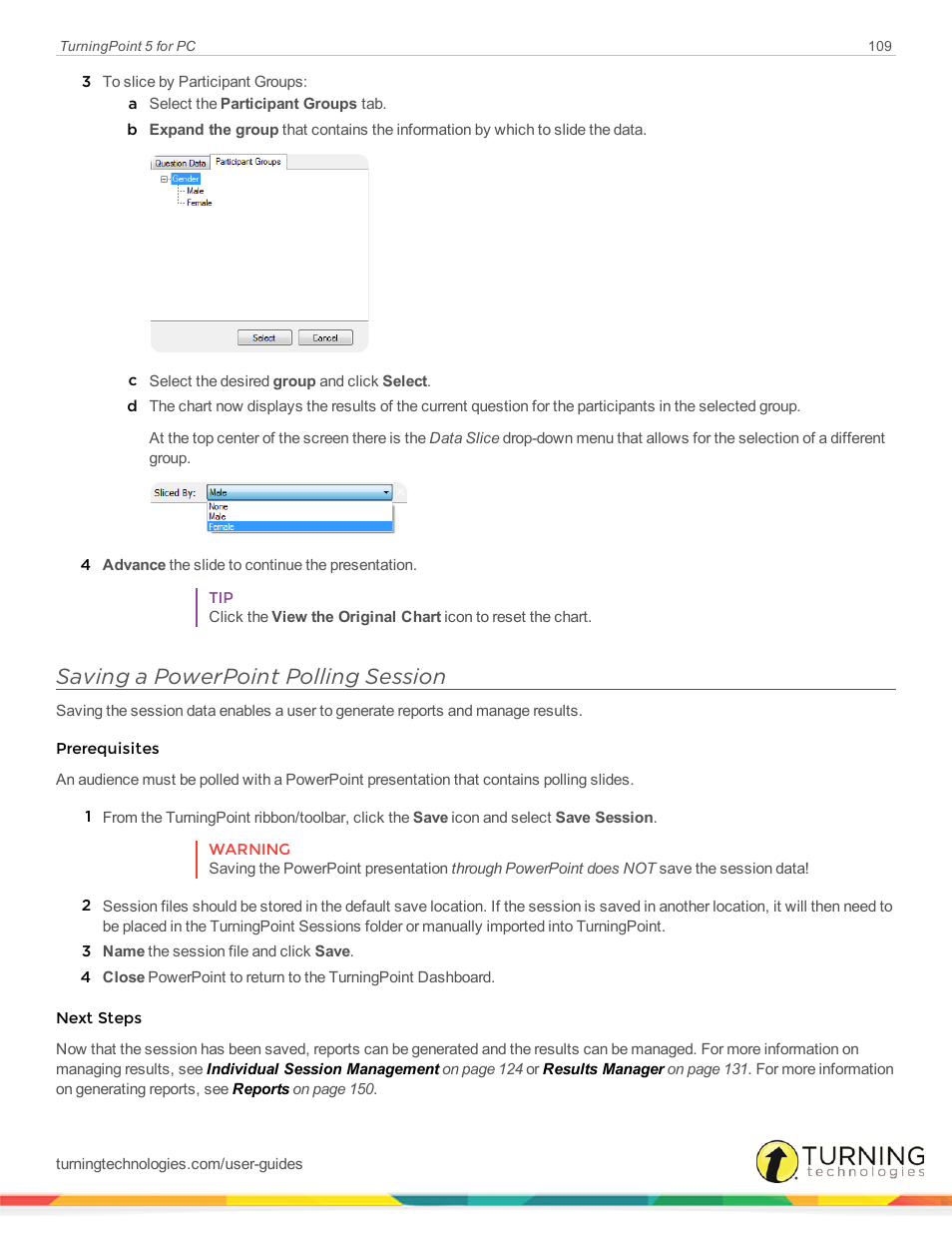 Saving a powerpoint polling session | Turning Technologies TurningPoint 5 User Manual | Page 109 / 168