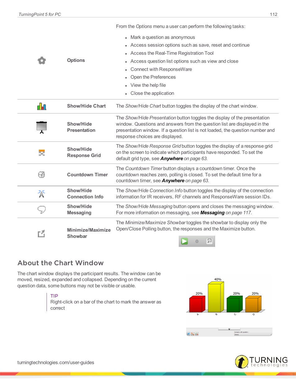 About the chart window | Turning Technologies TurningPoint 5 User Manual | Page 112 / 168