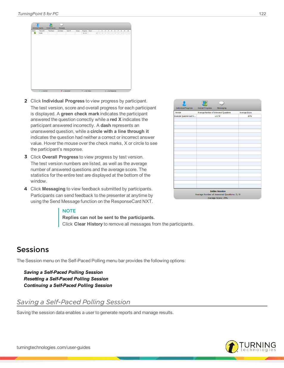 Sessions, Saving a self-paced polling session | Turning Technologies TurningPoint 5 User Manual | Page 122 / 168