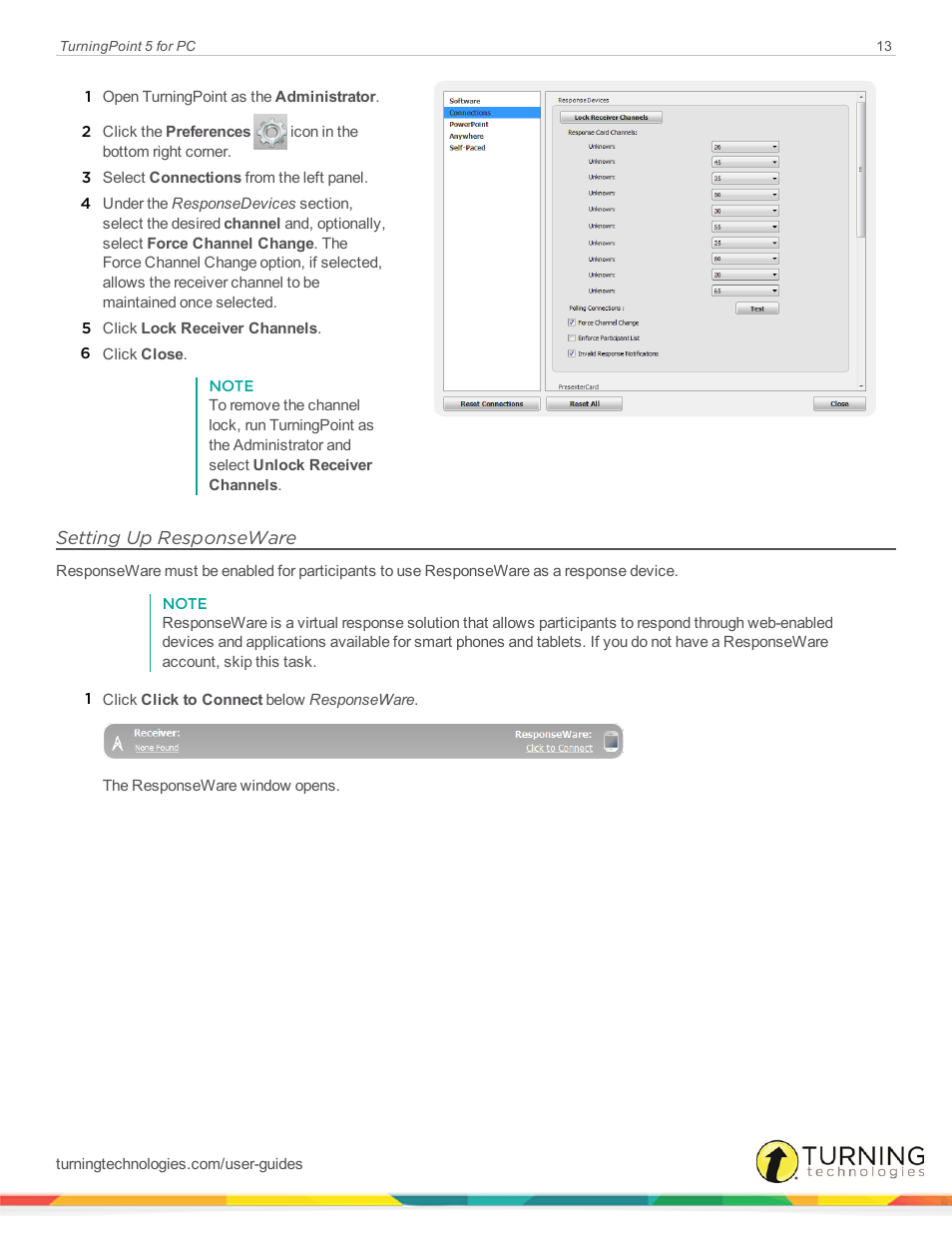 Setting up responseware | Turning Technologies TurningPoint 5 User Manual | Page 13 / 168
