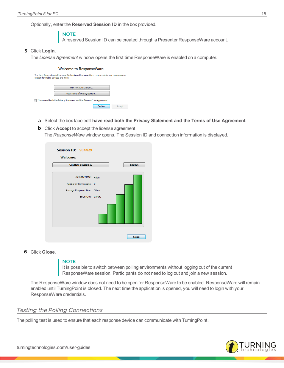 Testing the polling connections | Turning Technologies TurningPoint 5 User Manual | Page 15 / 168