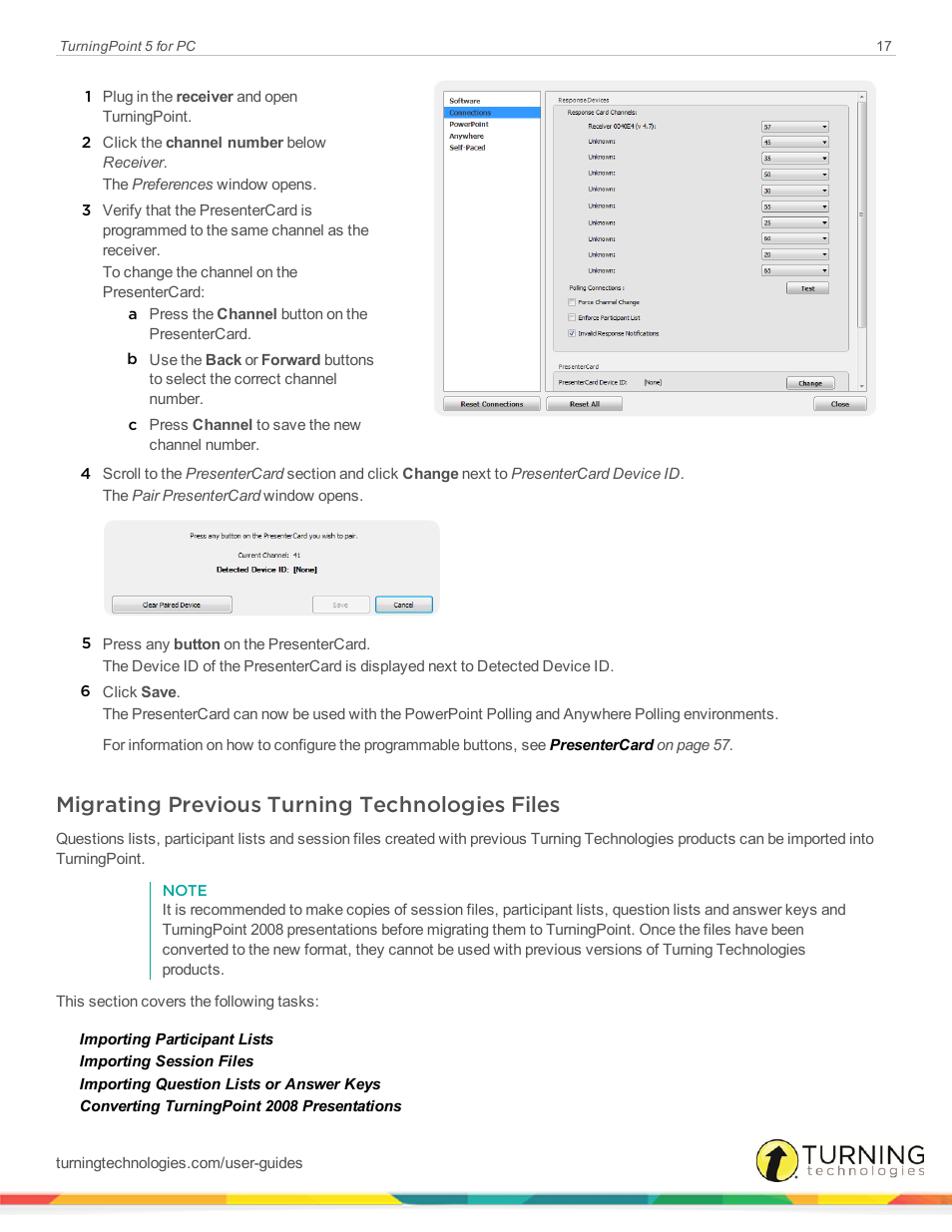Migrating previous turning technologies files | Turning Technologies TurningPoint 5 User Manual | Page 17 / 168
