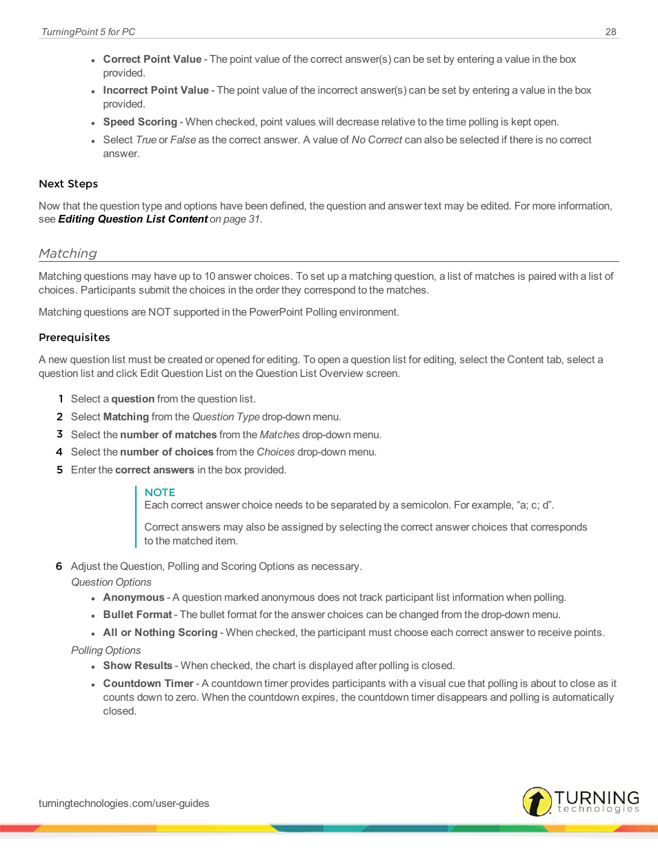 Matching | Turning Technologies TurningPoint 5 User Manual | Page 28 / 168