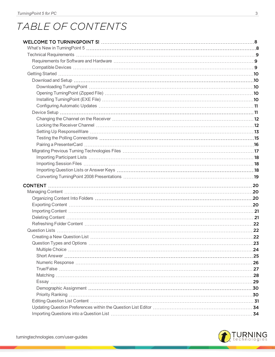 Turning Technologies TurningPoint 5 User Manual | Page 3 / 168