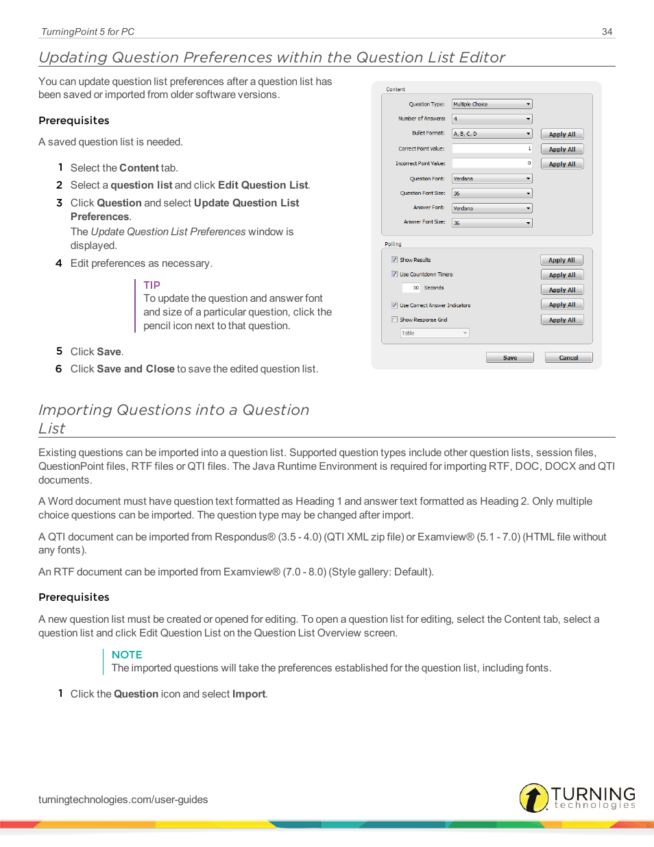 Importing questions into a question list | Turning Technologies TurningPoint 5 User Manual | Page 34 / 168