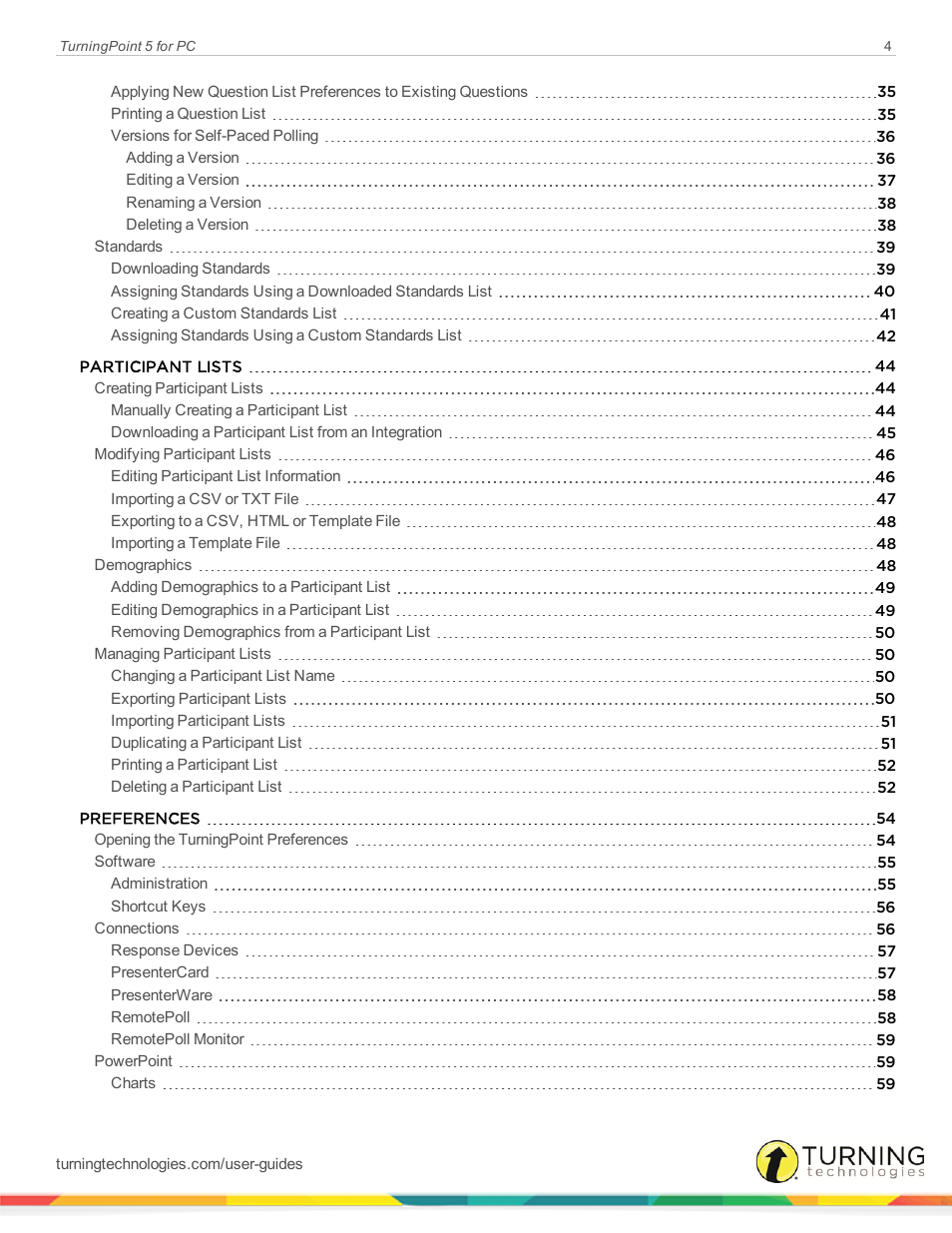 Turning Technologies TurningPoint 5 User Manual | Page 4 / 168