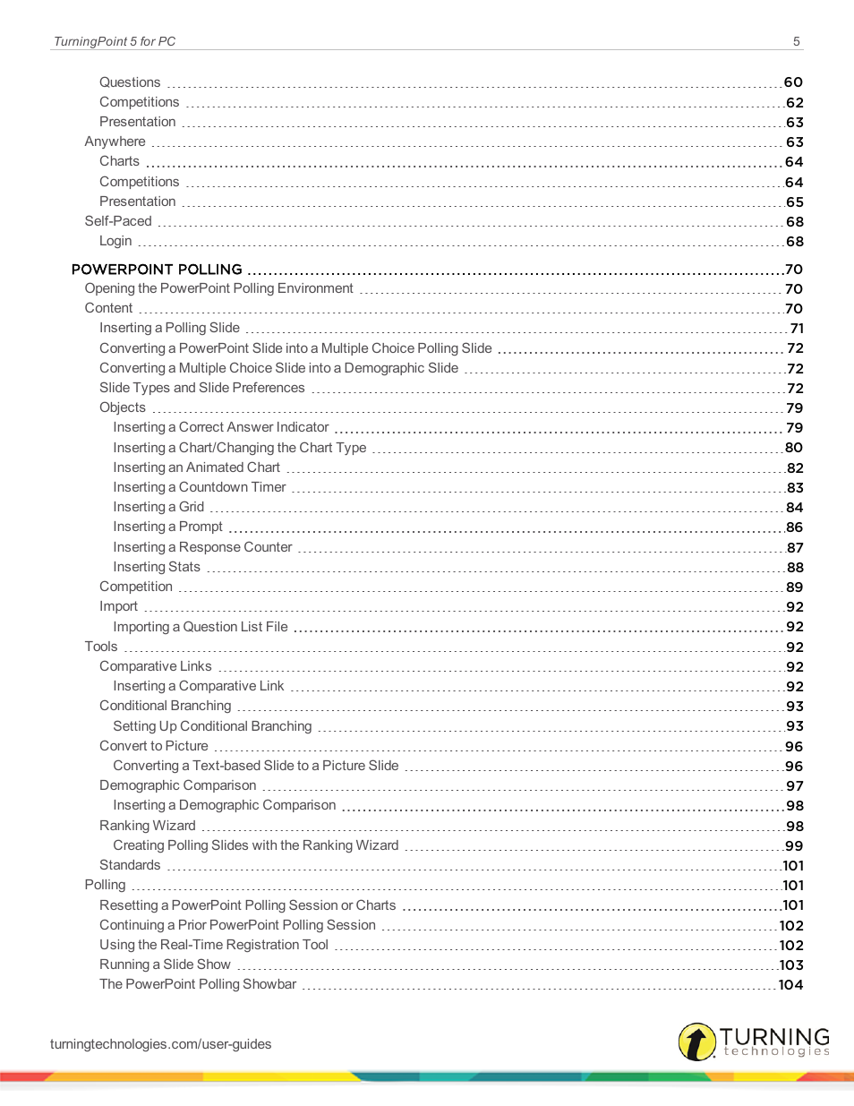 Turning Technologies TurningPoint 5 User Manual | Page 5 / 168