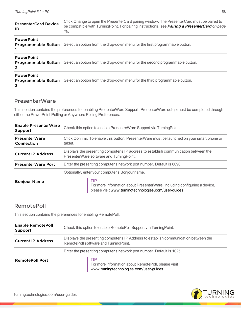 Presenterware, Remotepoll | Turning Technologies TurningPoint 5 User Manual | Page 58 / 168