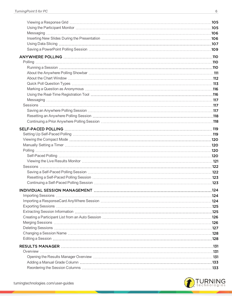 Turning Technologies TurningPoint 5 User Manual | Page 6 / 168