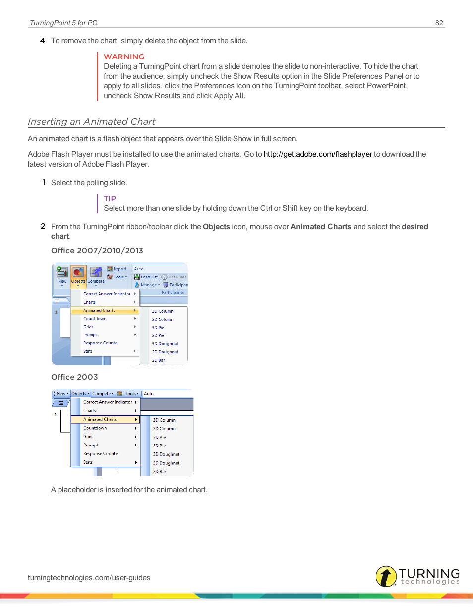 Inserting an animated chart | Turning Technologies TurningPoint 5 User Manual | Page 82 / 168