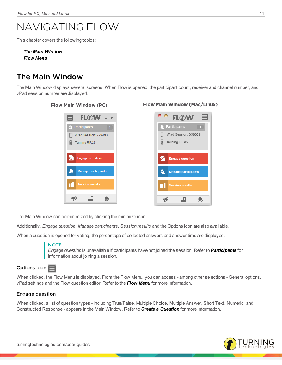 Navigating flow, The main window | Turning Technologies Flow User Manual | Page 11 / 47