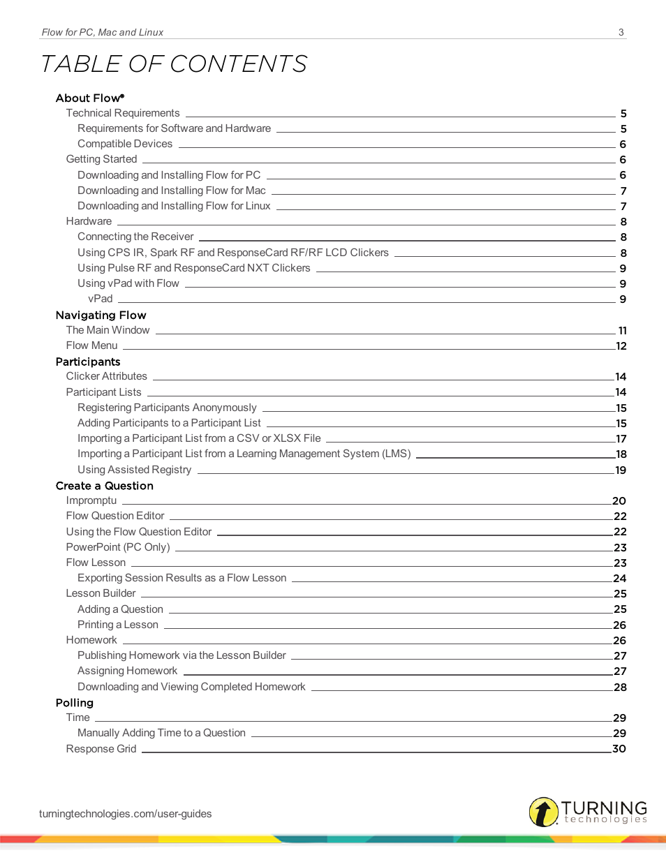 Turning Technologies Flow User Manual | Page 3 / 47