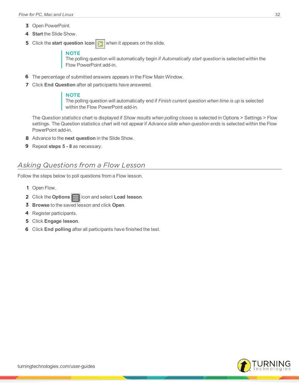 Asking questions from a flow lesson | Turning Technologies Flow User Manual | Page 32 / 47