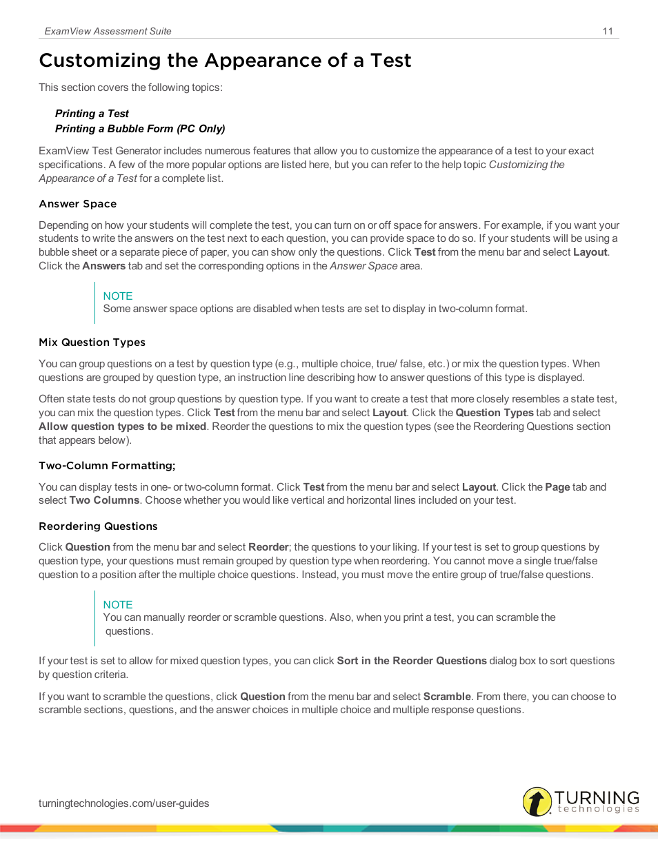 Customizing the appearance of a test | Turning Technologies ExamView User Manual | Page 11 / 52