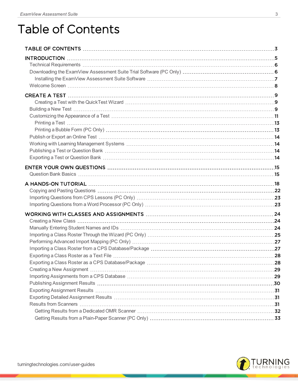 Turning Technologies ExamView User Manual | Page 3 / 52