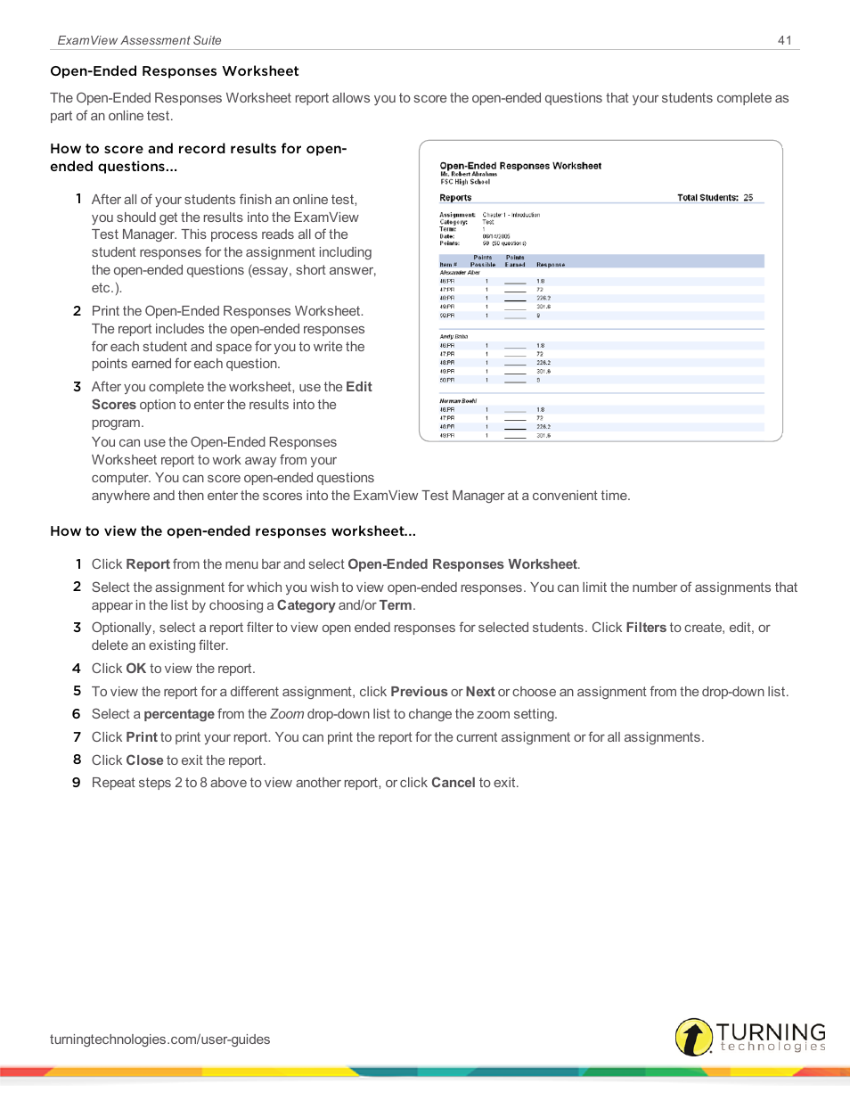 Turning Technologies ExamView User Manual | Page 41 / 52