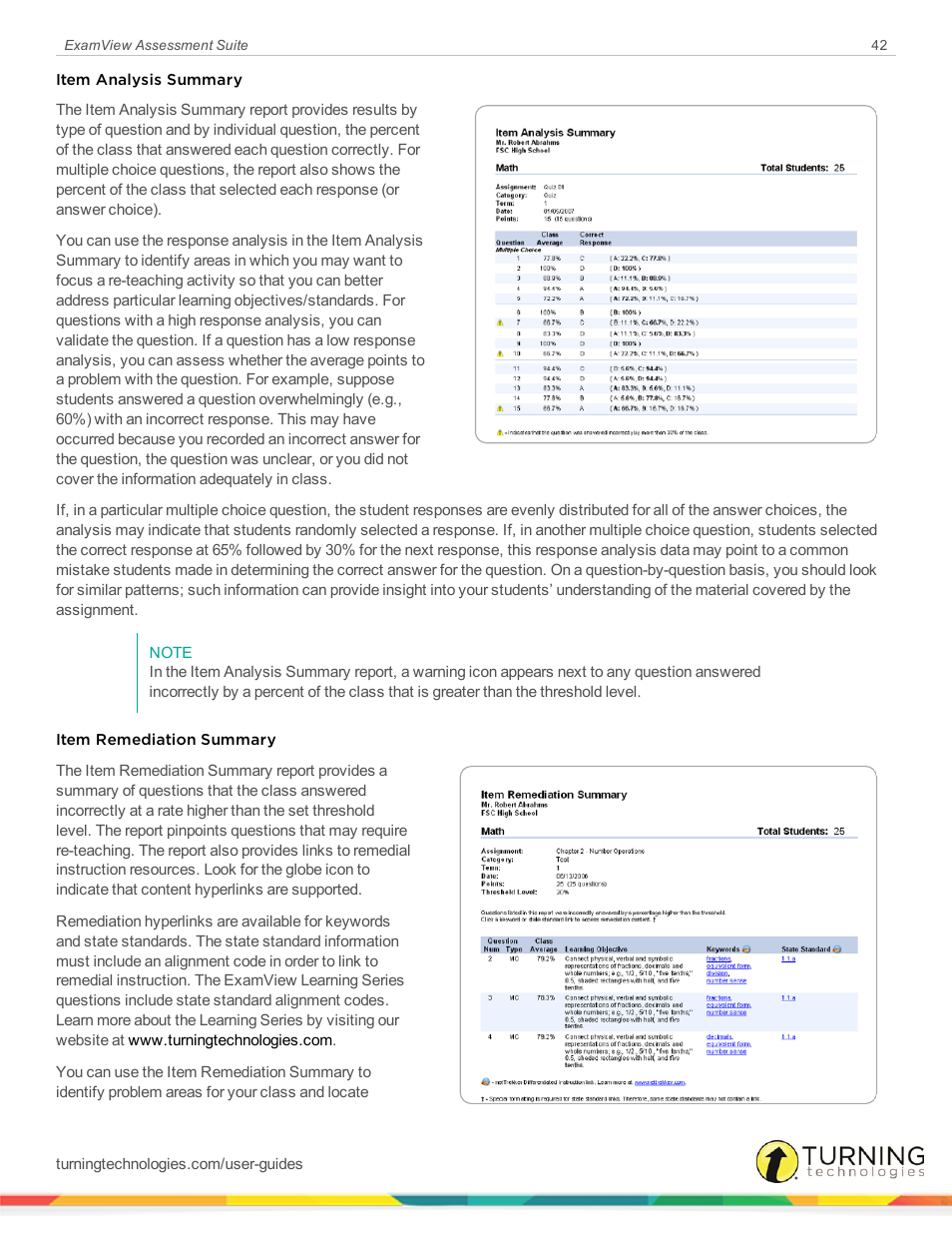 Turning Technologies ExamView User Manual | Page 42 / 52